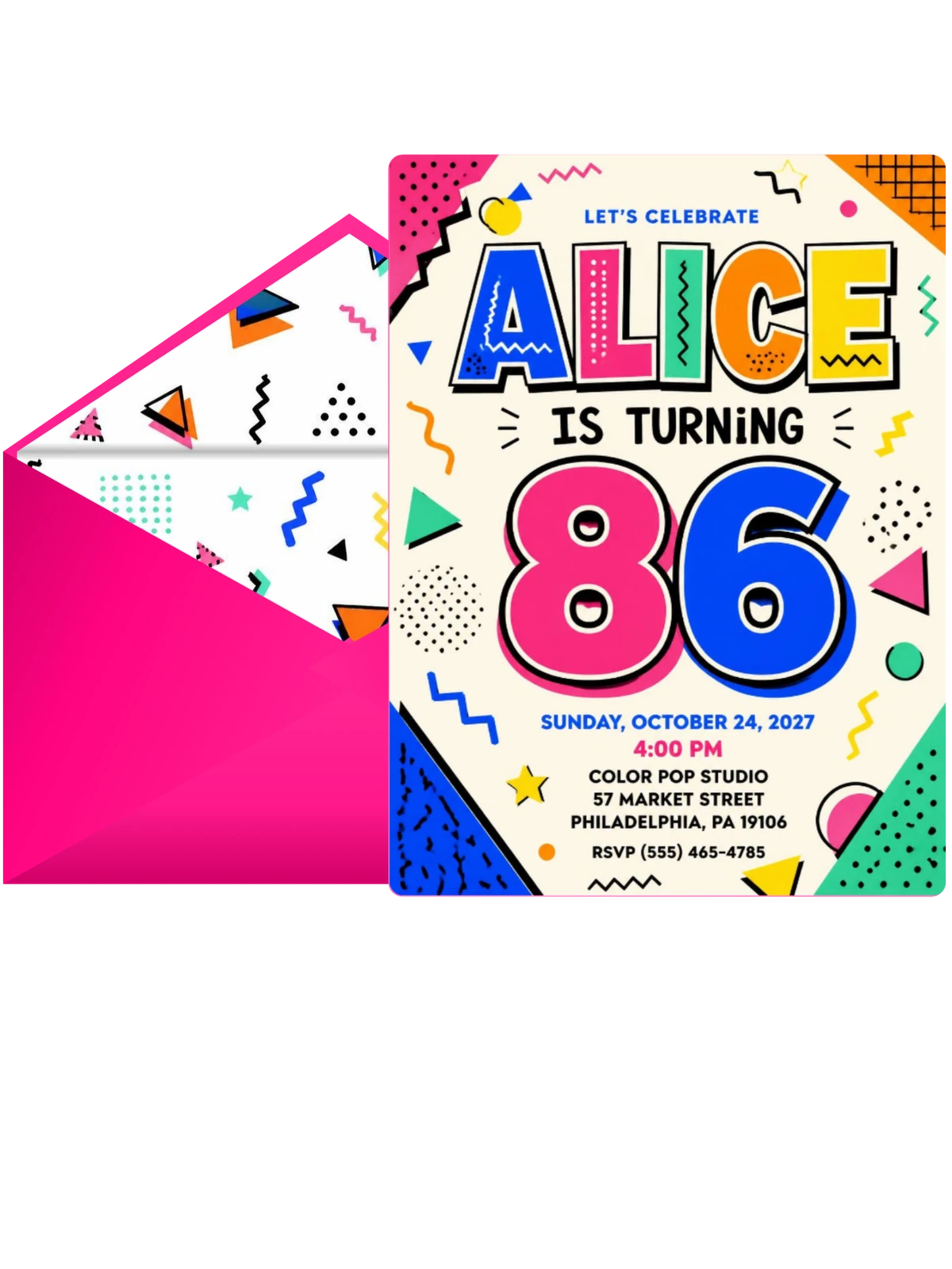 Memphis Pop 86th Birthday Invitation