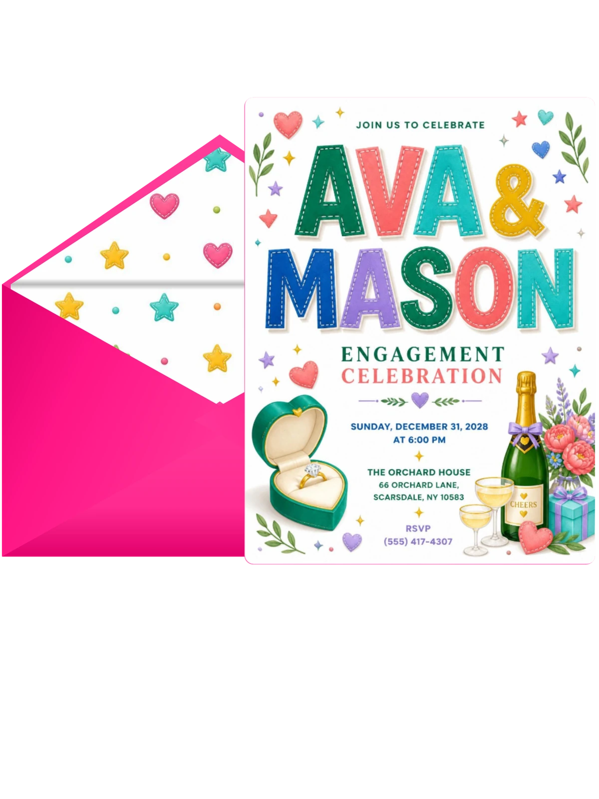 Heart Engagement Celebration Invitation