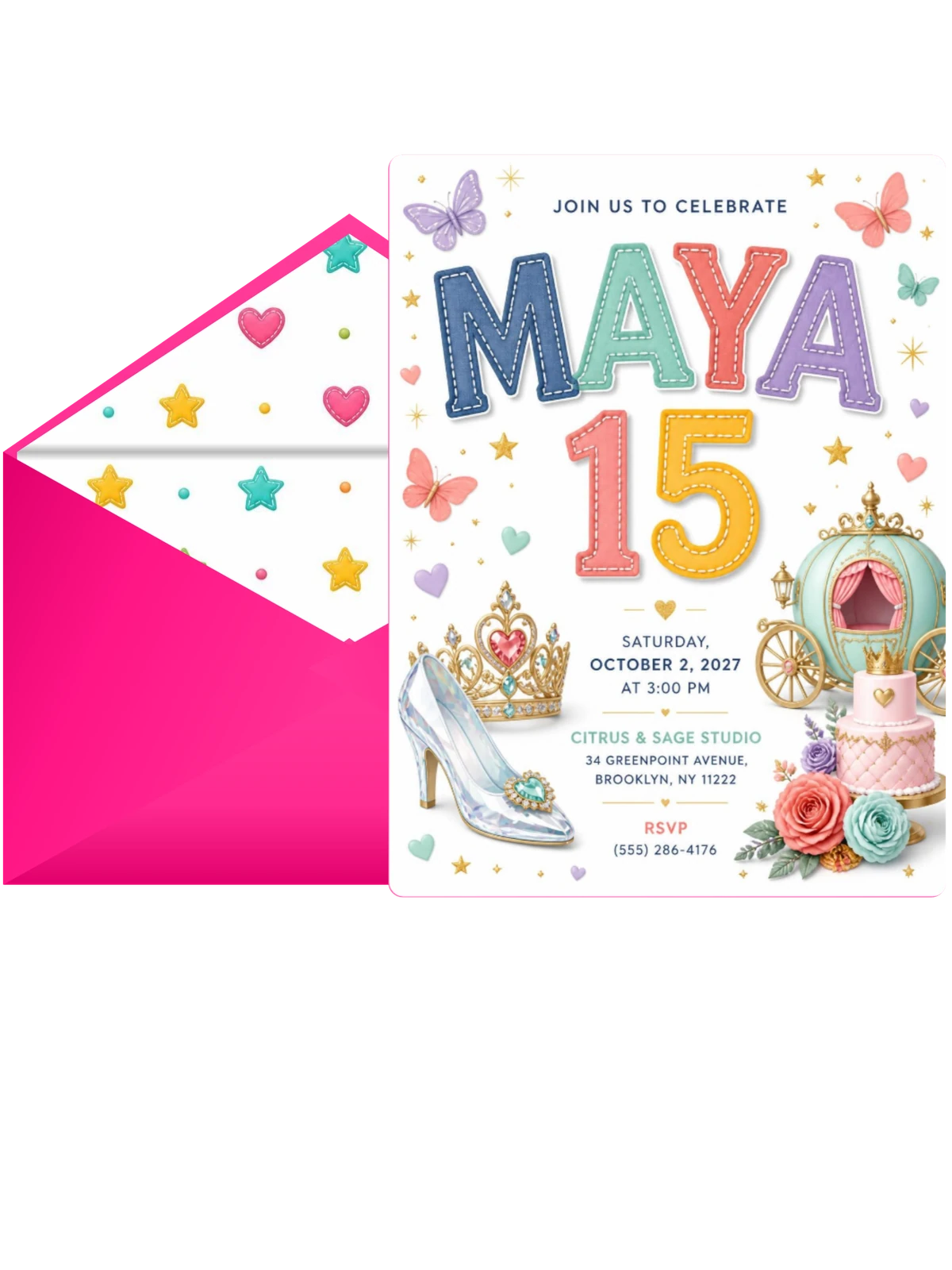 Glass Slipper 15th Birthday Party Invitation