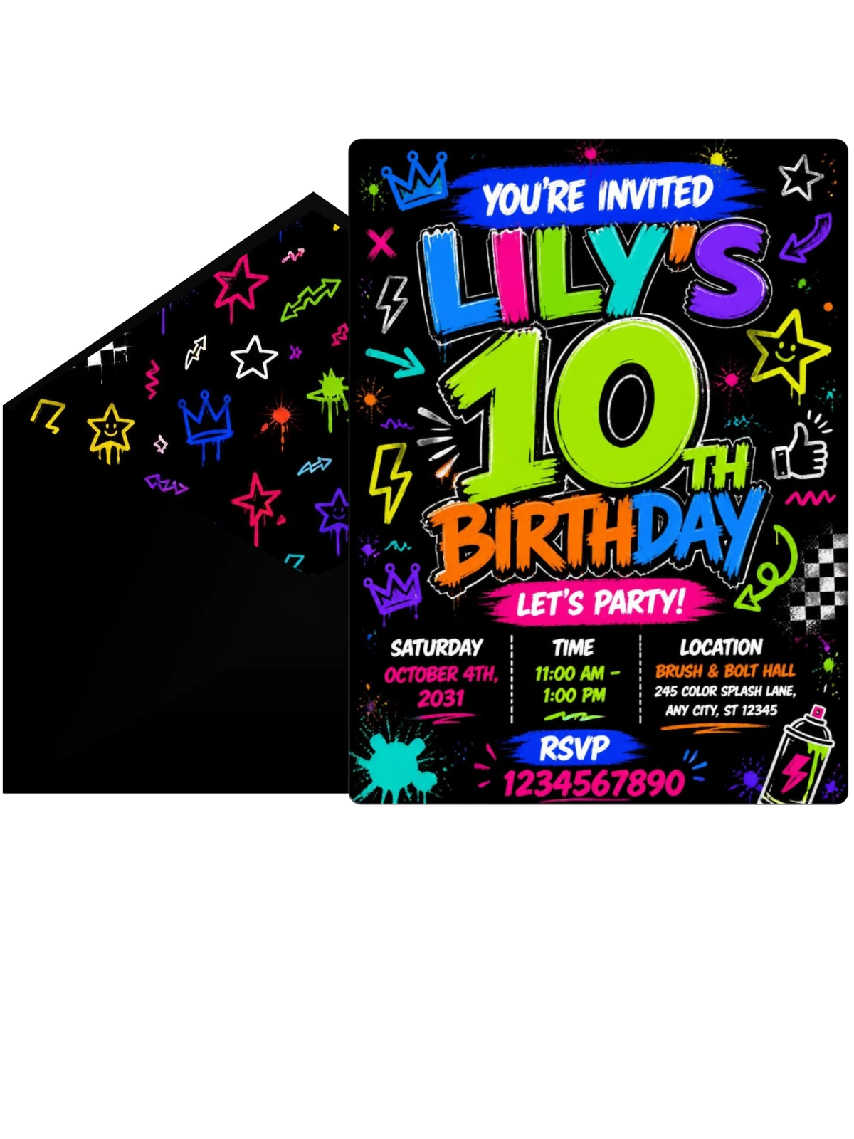 Graffiti Street Art 10th Birthday Invitation