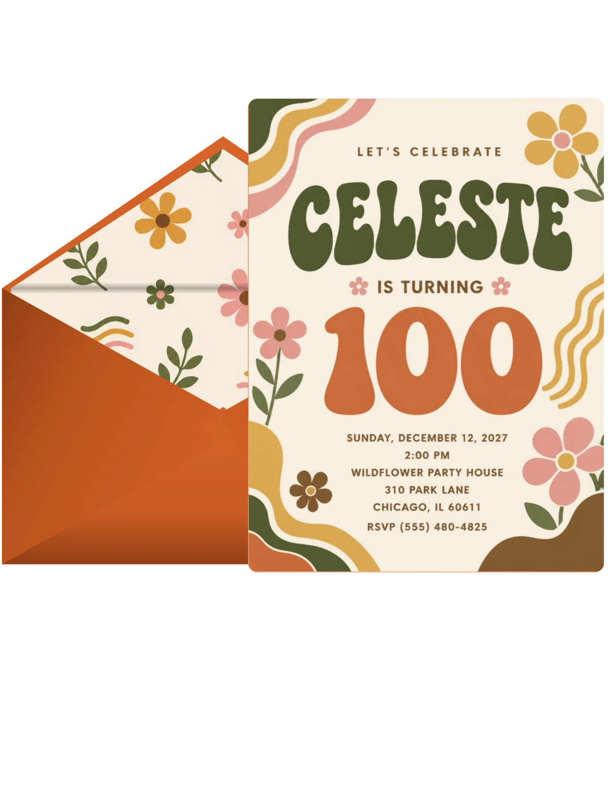 Groovy Retro 100th Birthday Invitation
