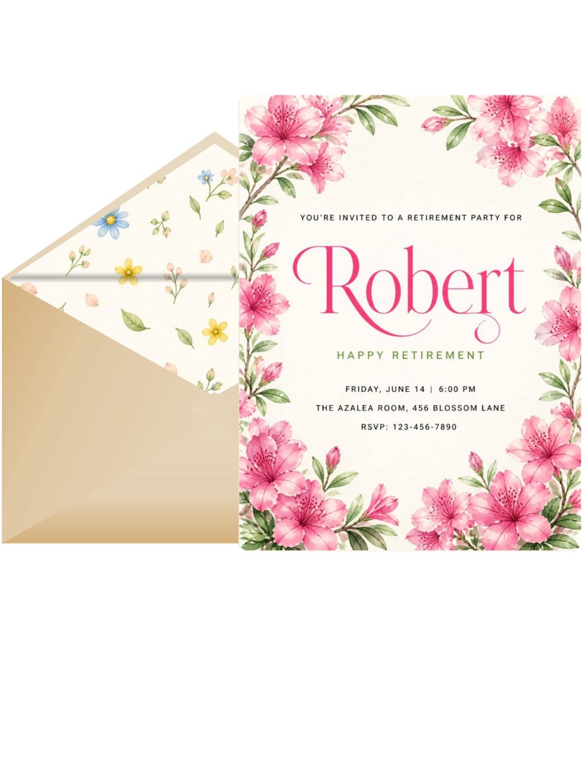 Azalea Floral Retirement Party Invitation