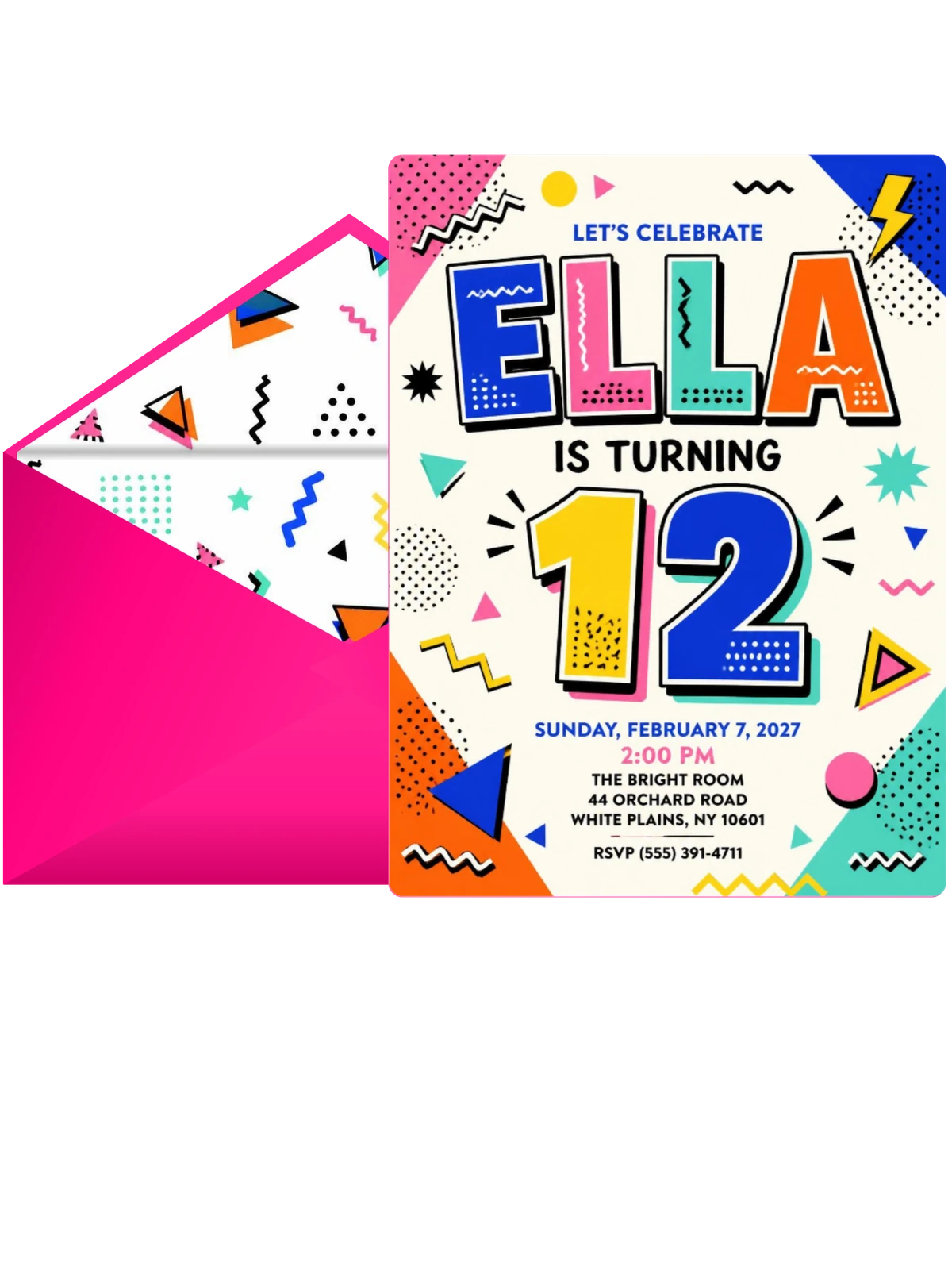 Memphis Pop 12th Birthday Invitation
