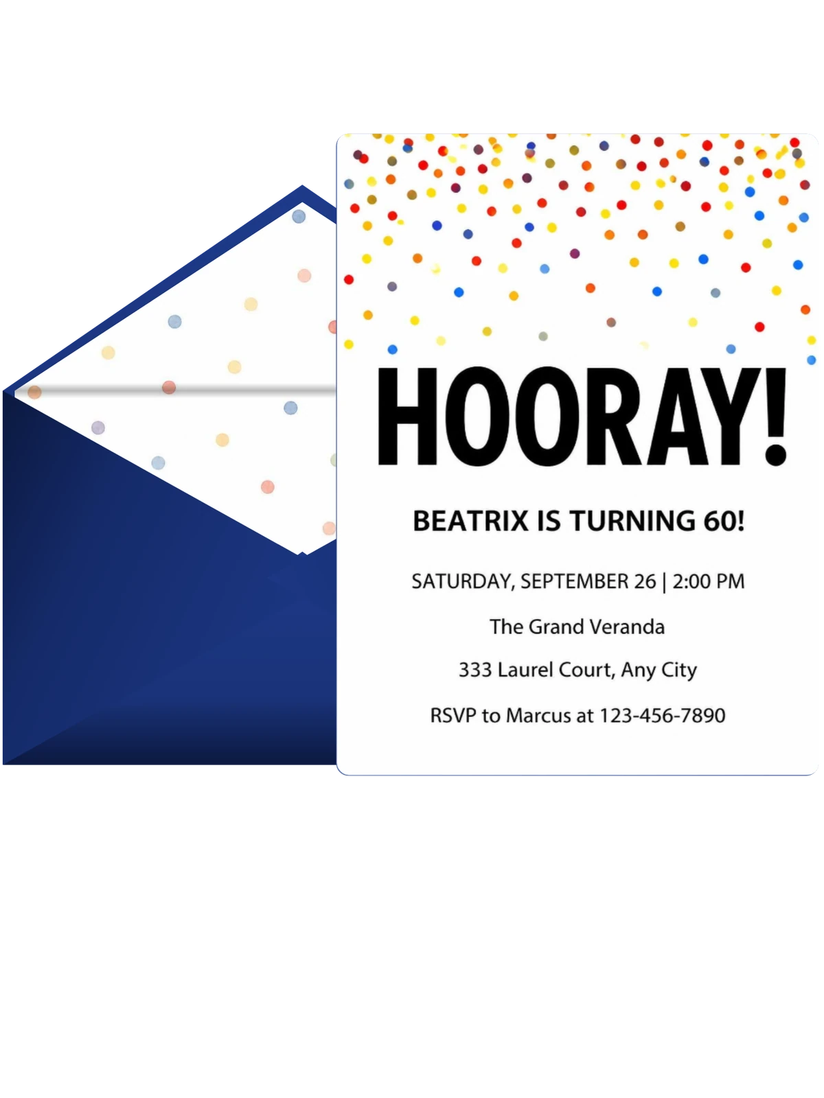 Colorful Confetti 60th Birthday Invitation