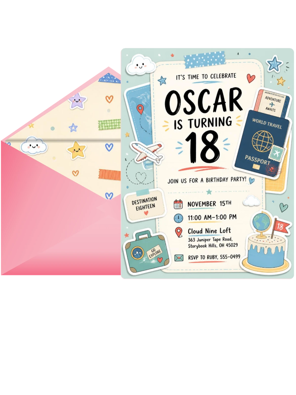 Boarding Pass Pastel 18th Birthday Invitation