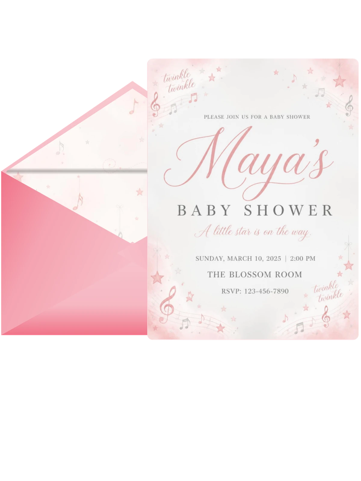 Pink Watercolor Star Baby Shower