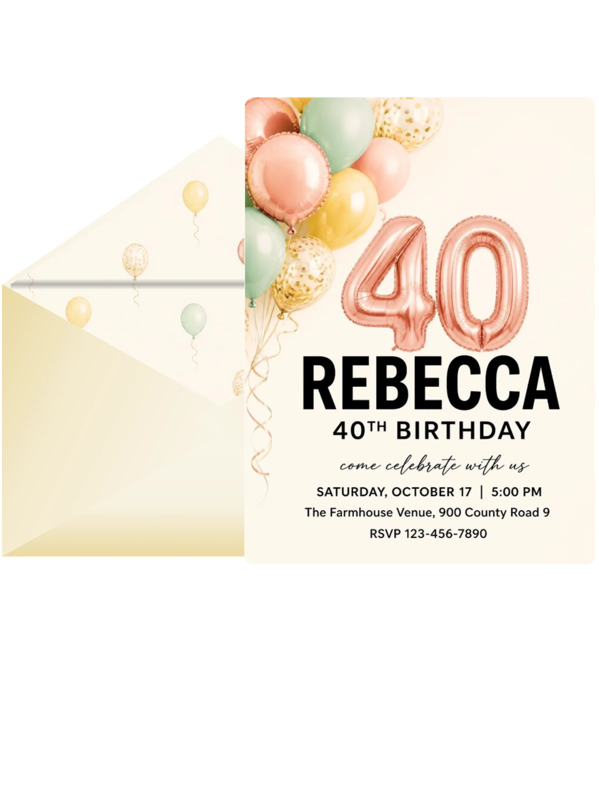 Rose Gold Balloon 40th Birthday