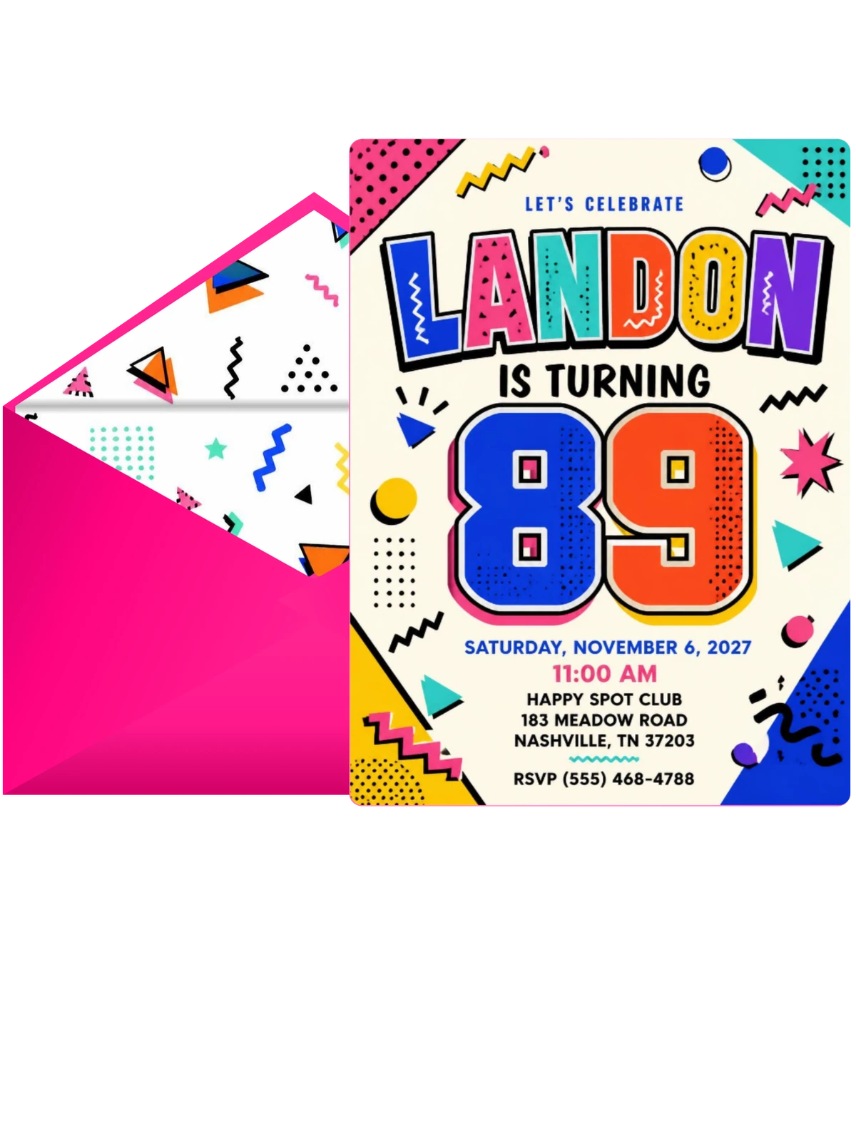 Memphis Pop 89th Birthday Invitation