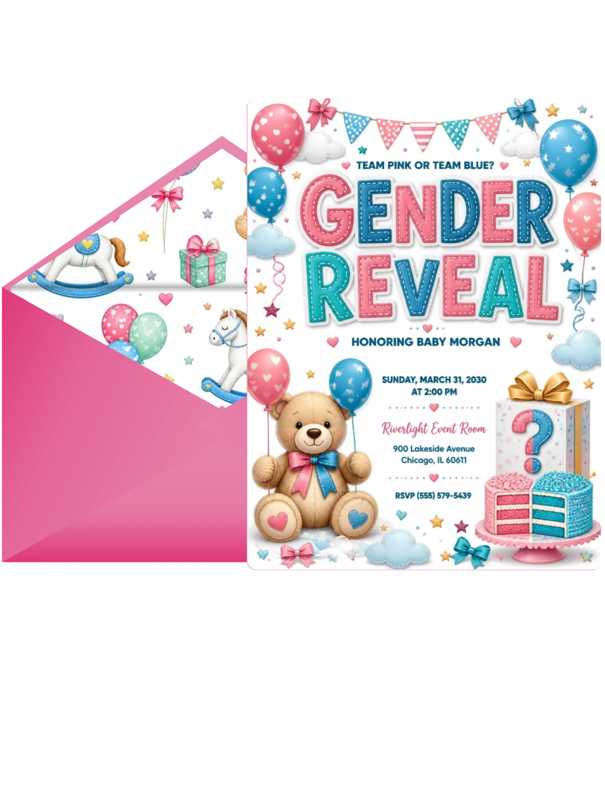 Balloons Gender Reveal Invitation