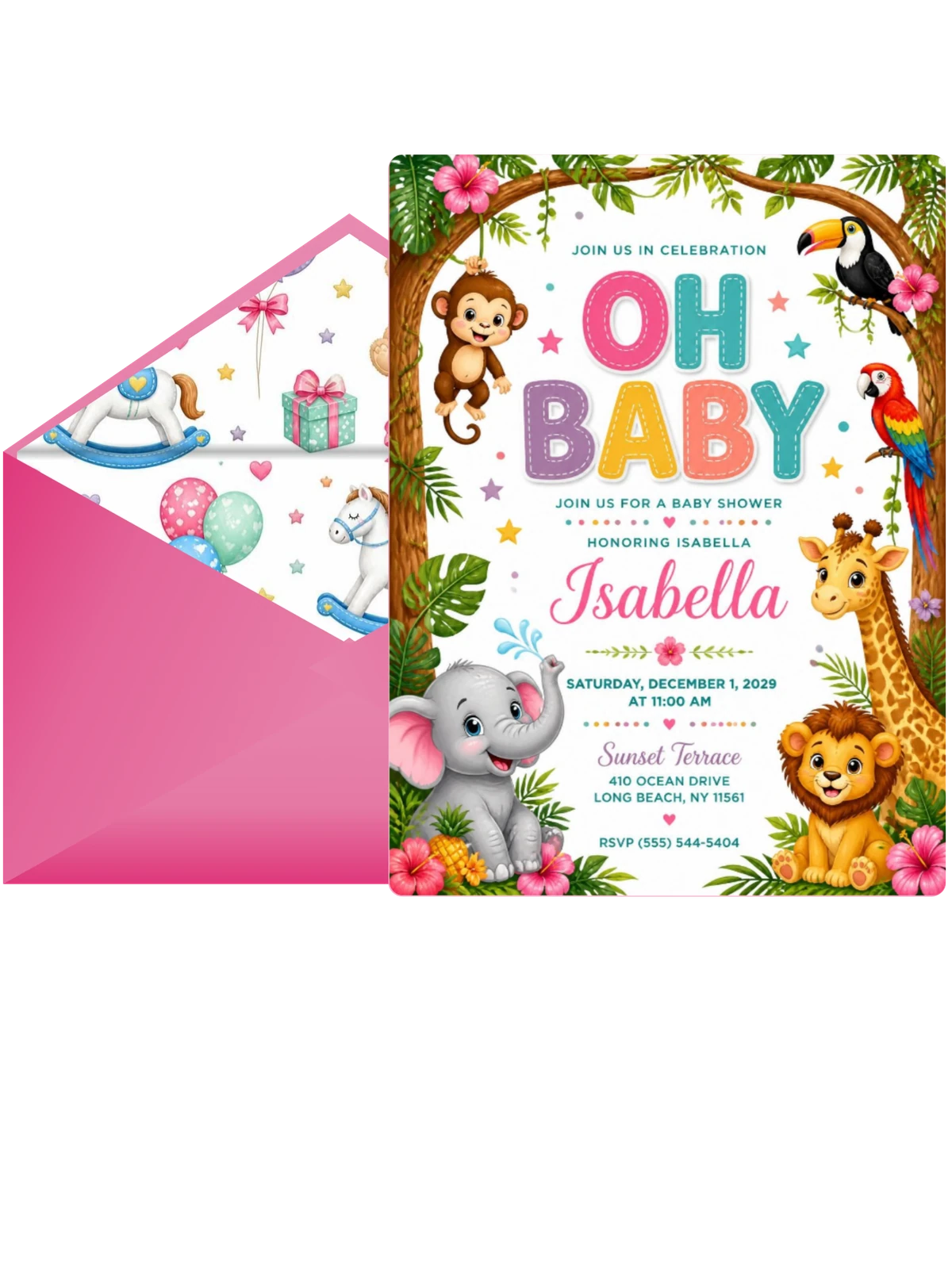 Jungle Animals Baby Shower Invitation