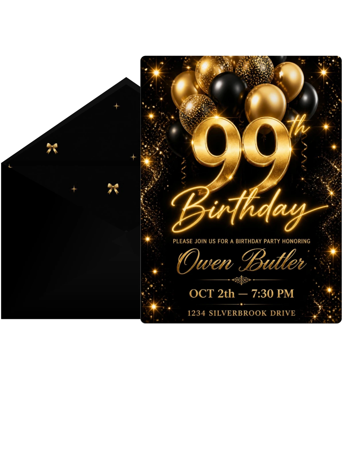 Black and Gold Balloon 99th Birthday