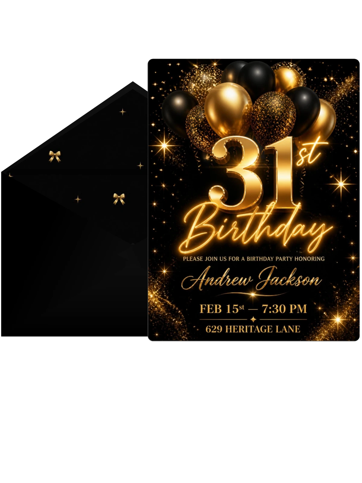 Black and Gold Balloon 31st Birthday