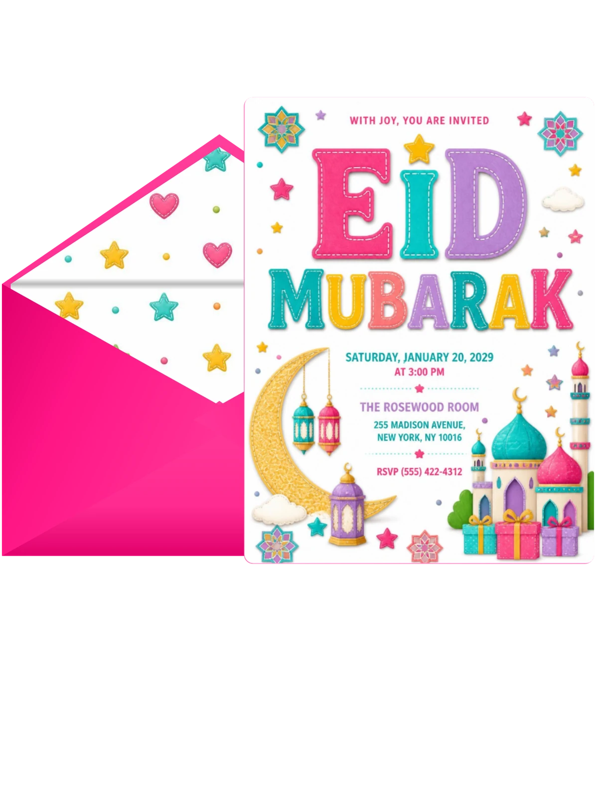 Crescent Moon Eid Mubarak Invitation