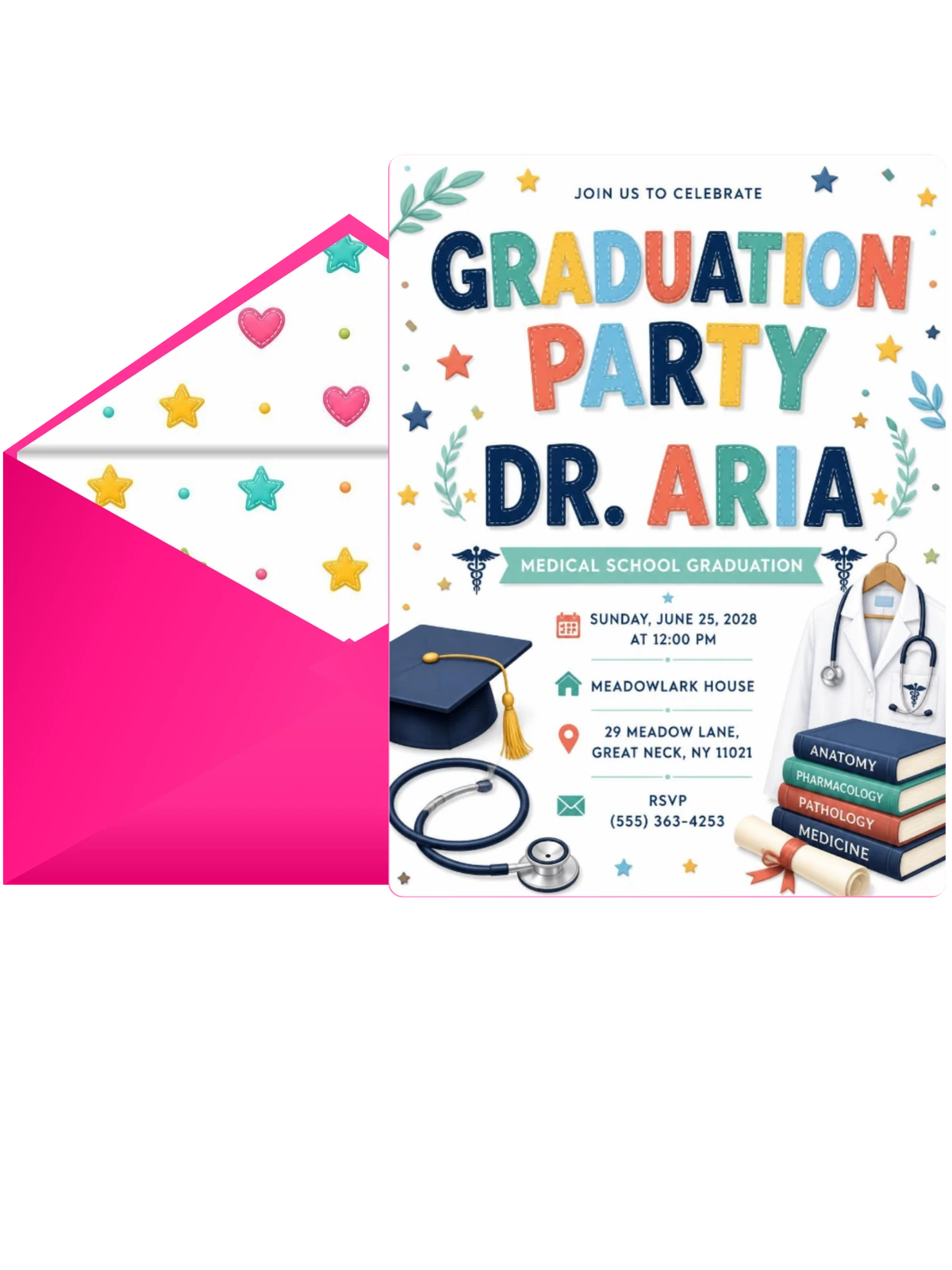 Caduceus Symbols Graduation Invitation