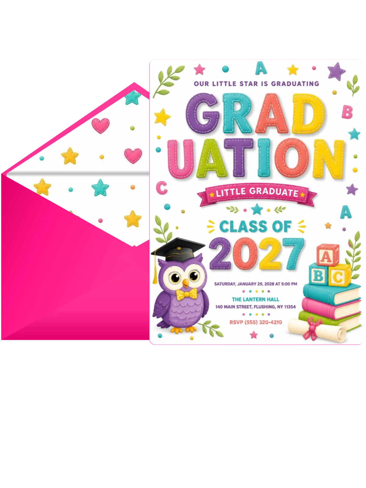 Book Stack Graduation Invitation