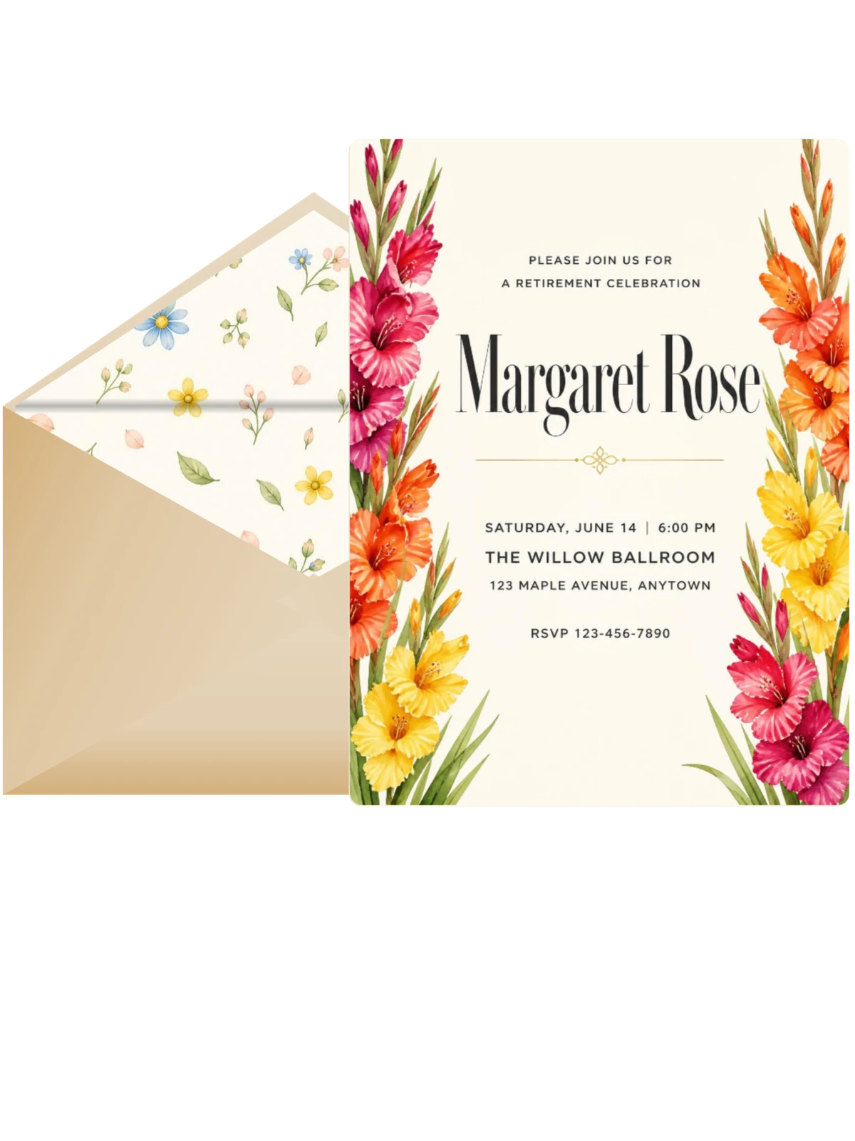 Gladiolus Retirement Celebration Invitation
