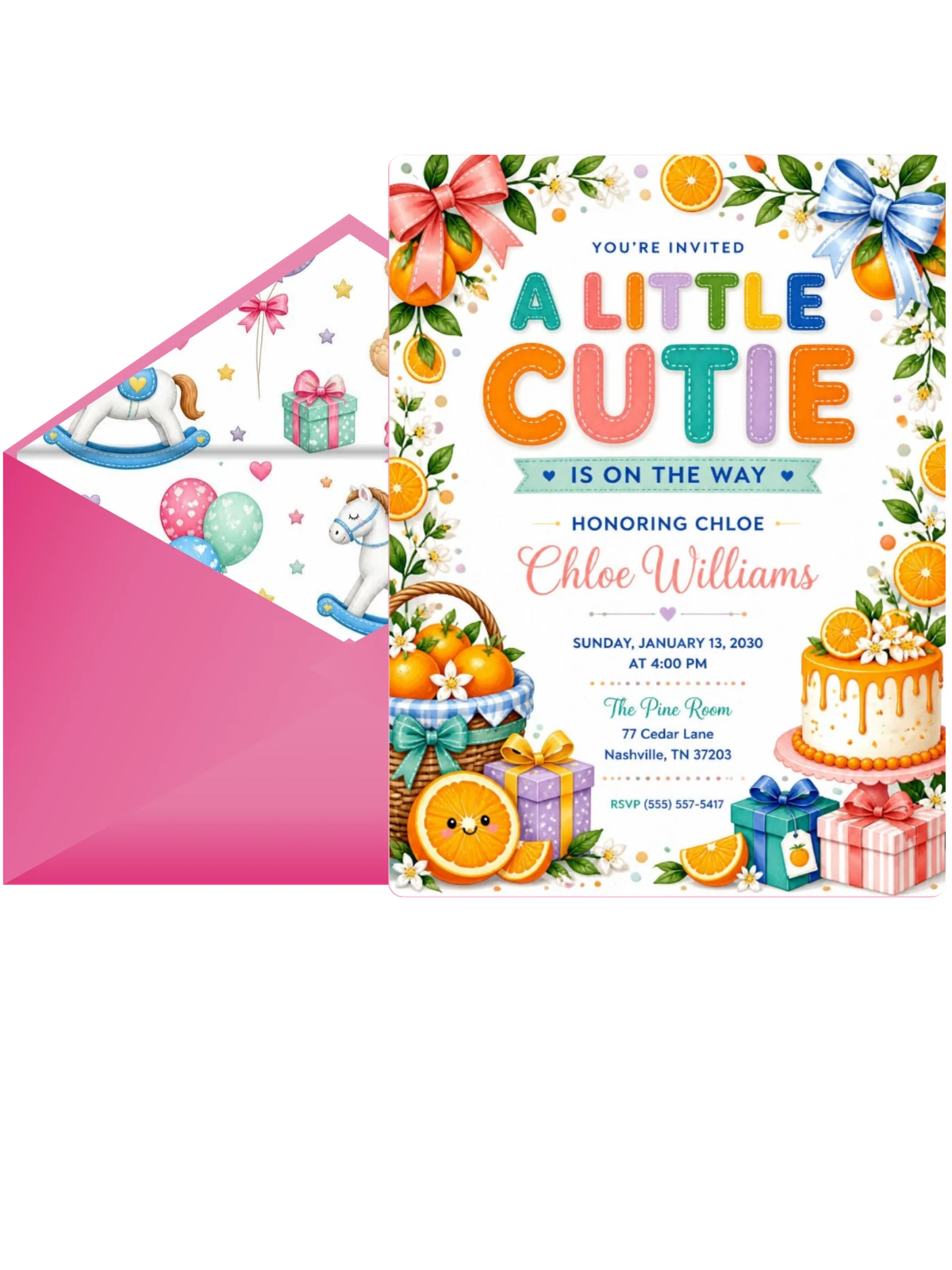 Garland Bows Baby Shower Invitation