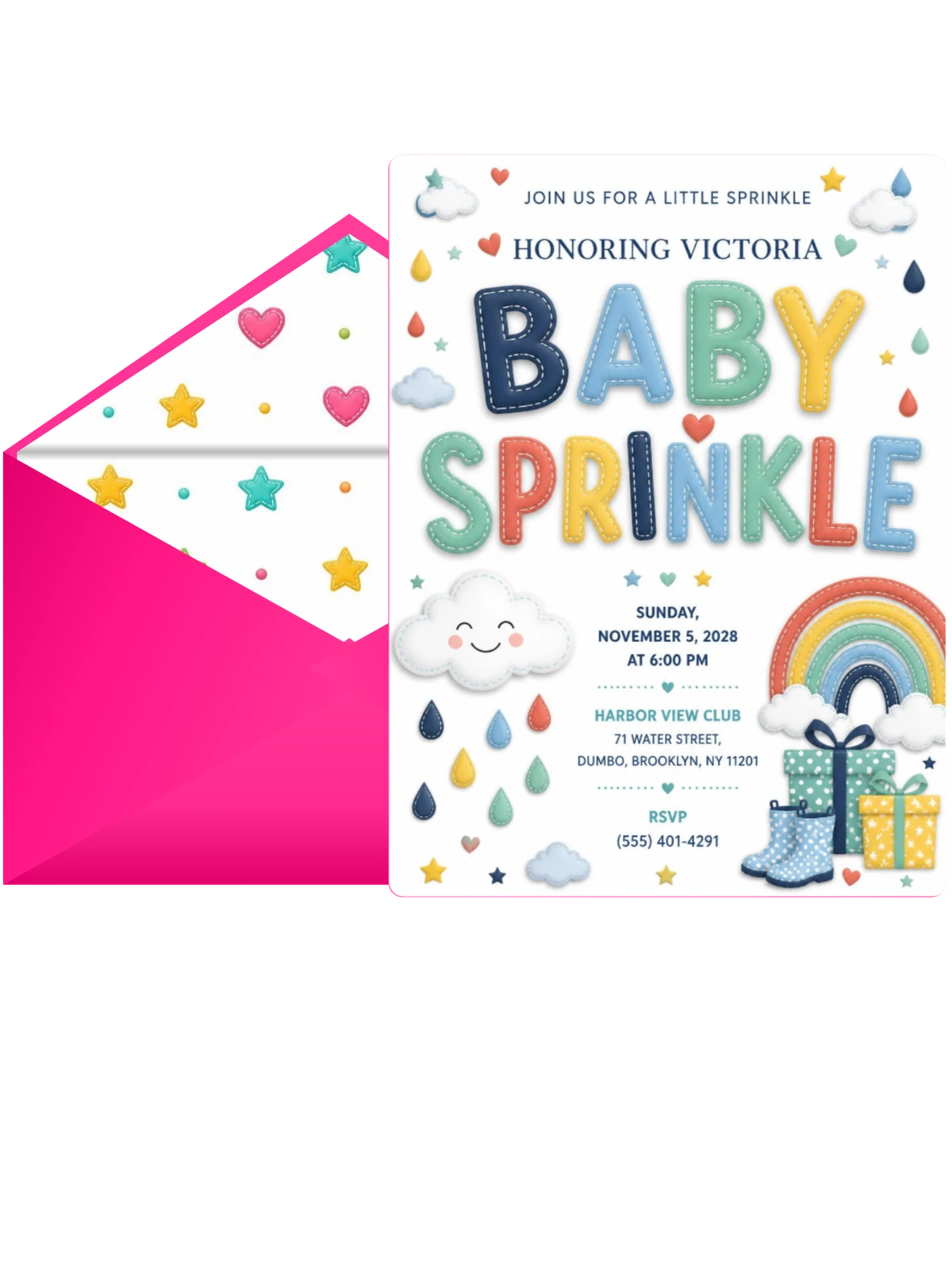 Smiling Cloud Baby Sprinkle Invitation