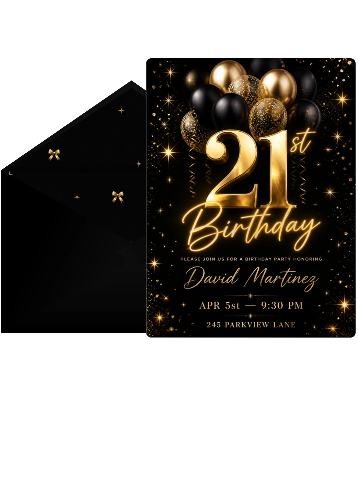 Black and Gold Balloon 21st Birthday