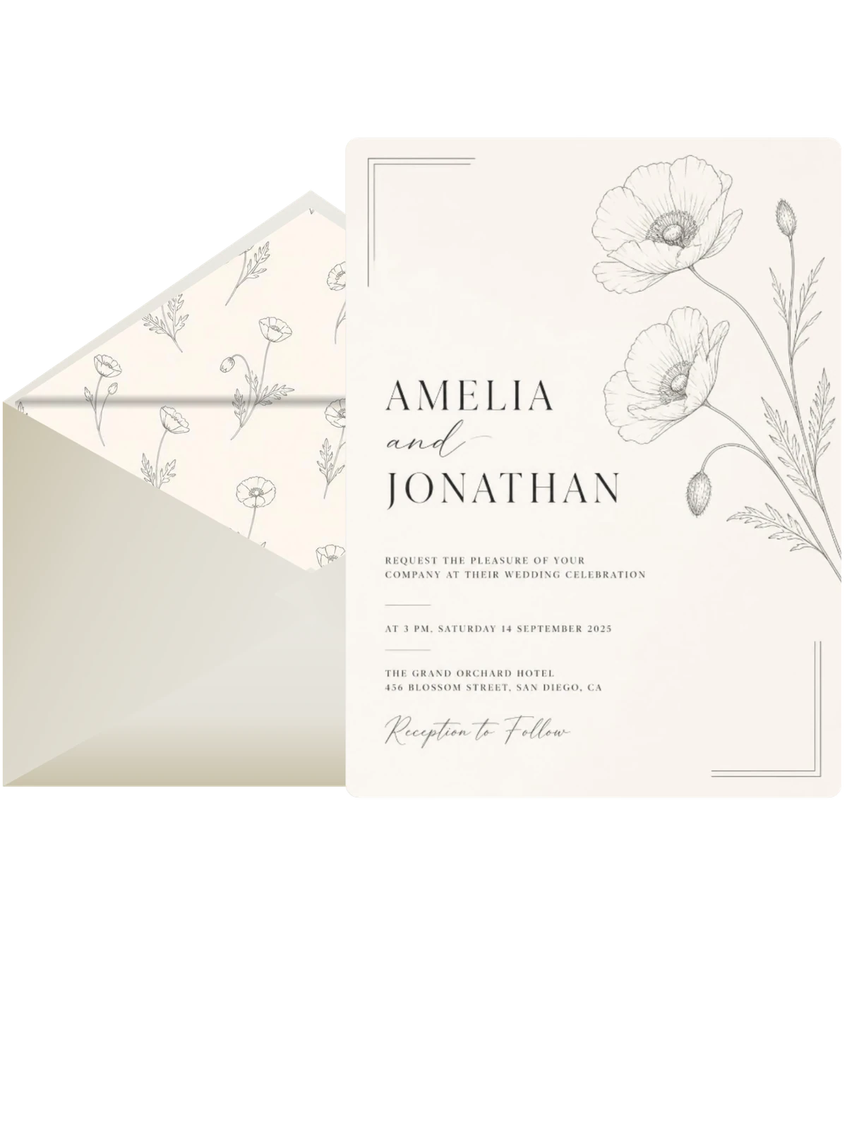 Elegant Poppy Line Wedding
