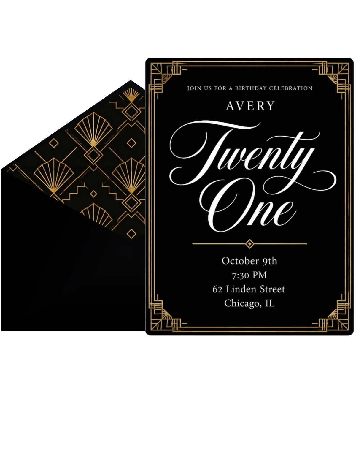 Art Deco 21st Birthday Invitation