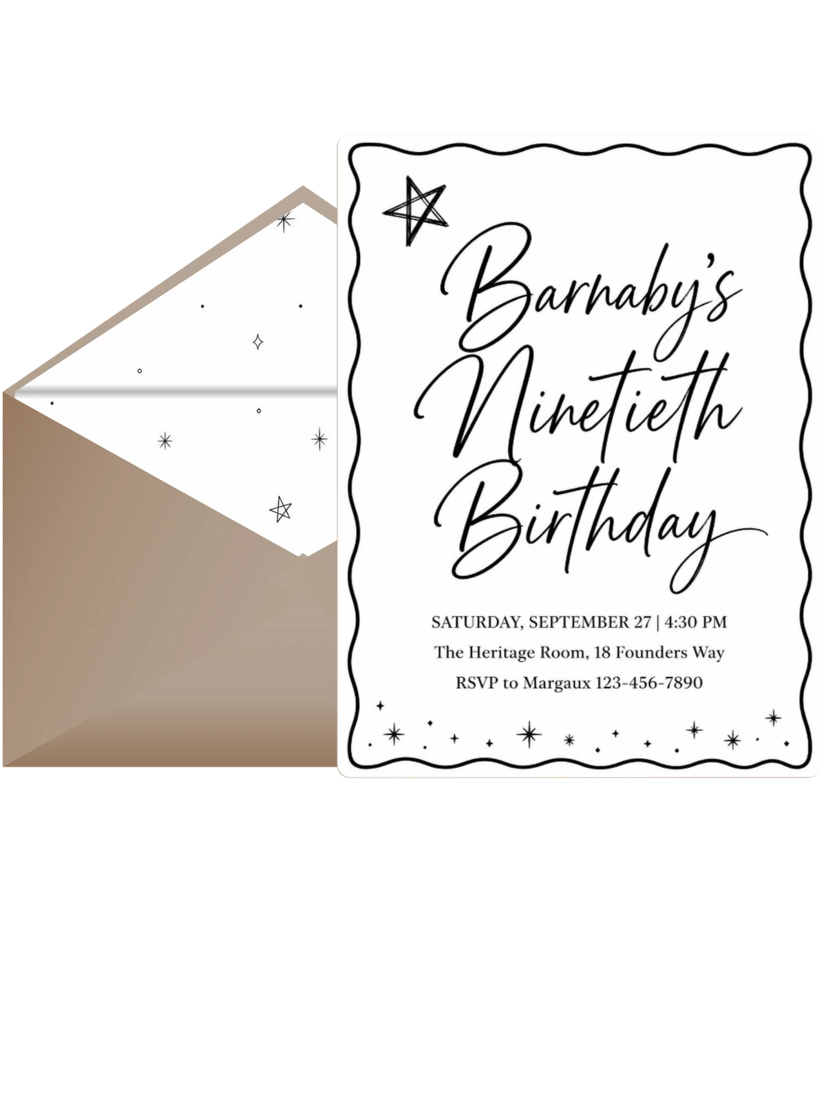 Black Ink Wavy Border Birthday