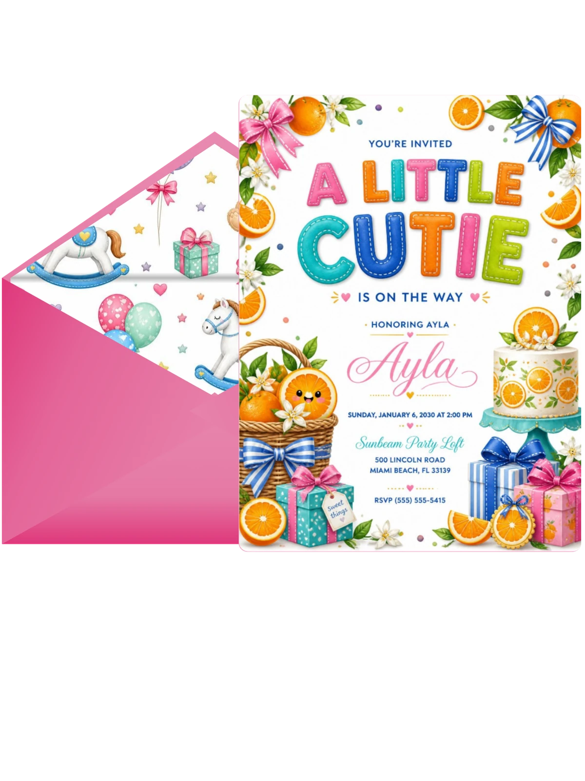 Citrus Garland Baby Shower Invitation
