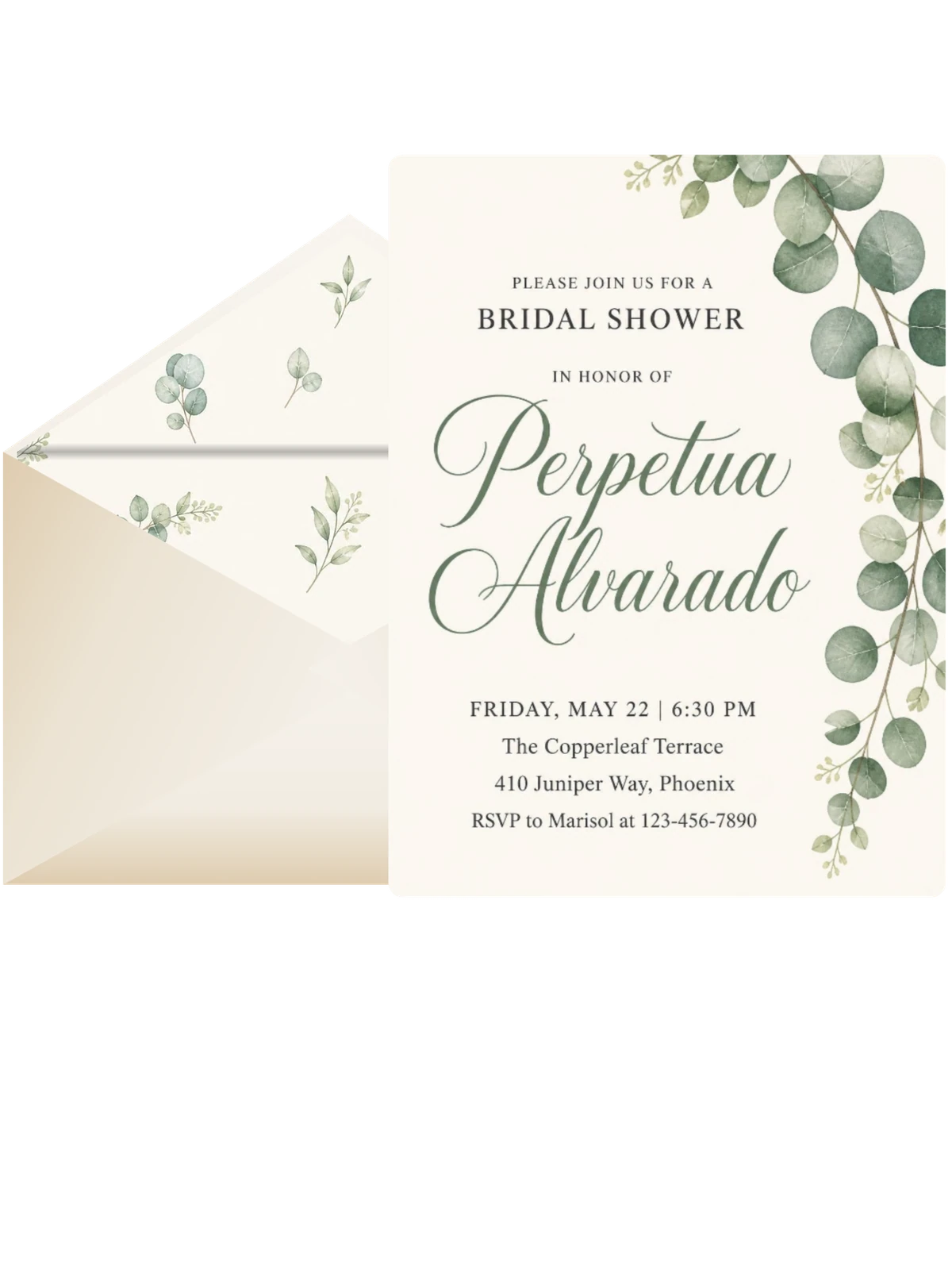 Cream Watercolor Eucalyptus Bridal Shower