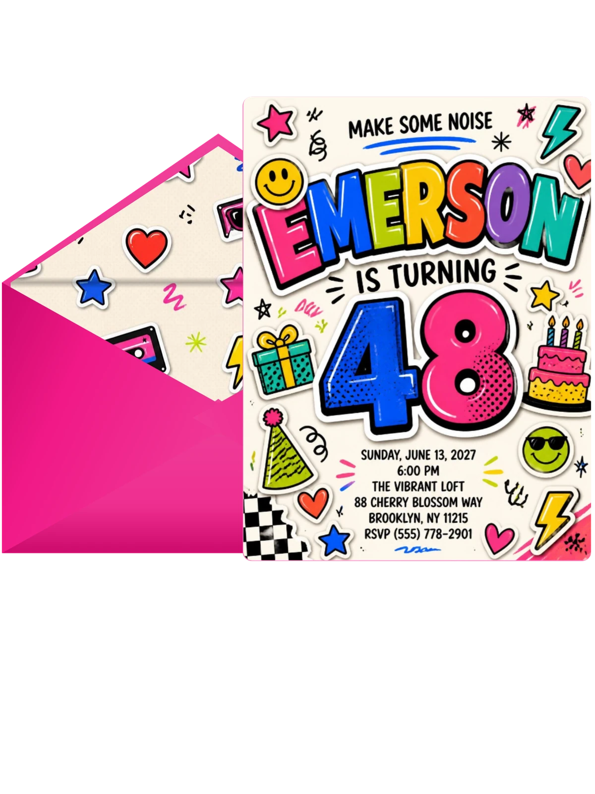 Sticker Pop 48th Birthday Invitation
