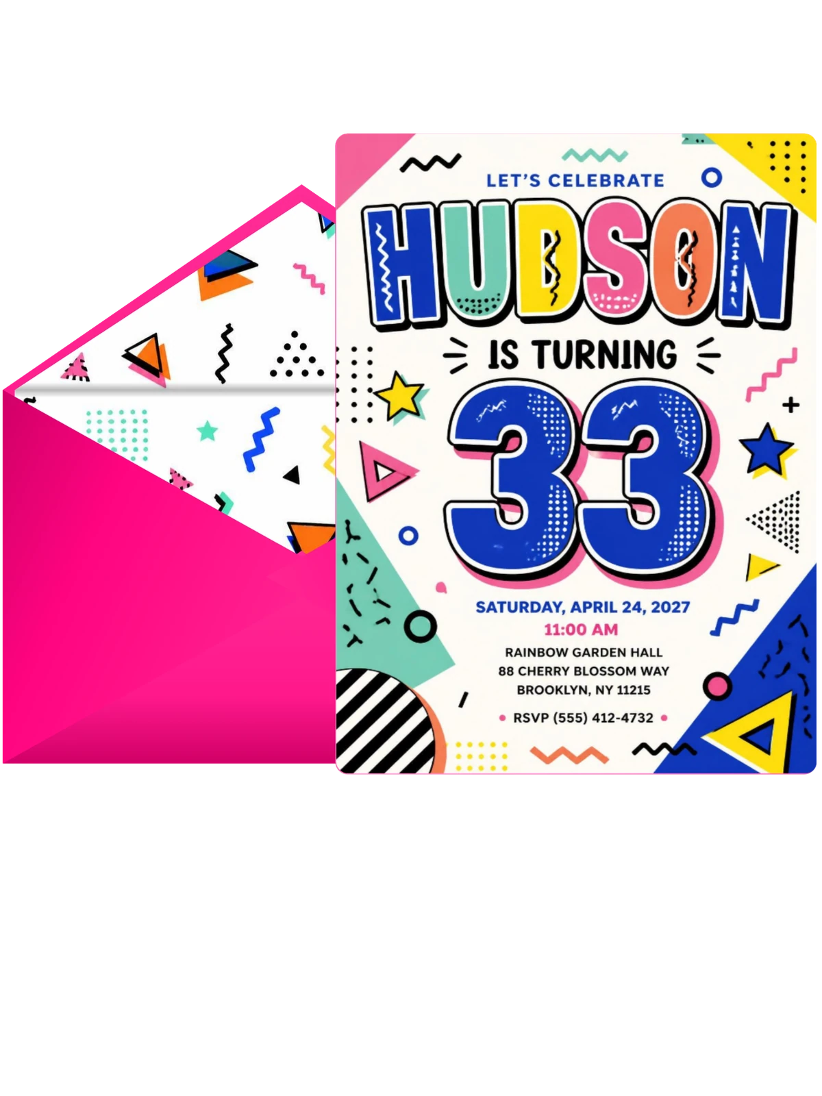 Memphis Pop 33rd Birthday Invitation
