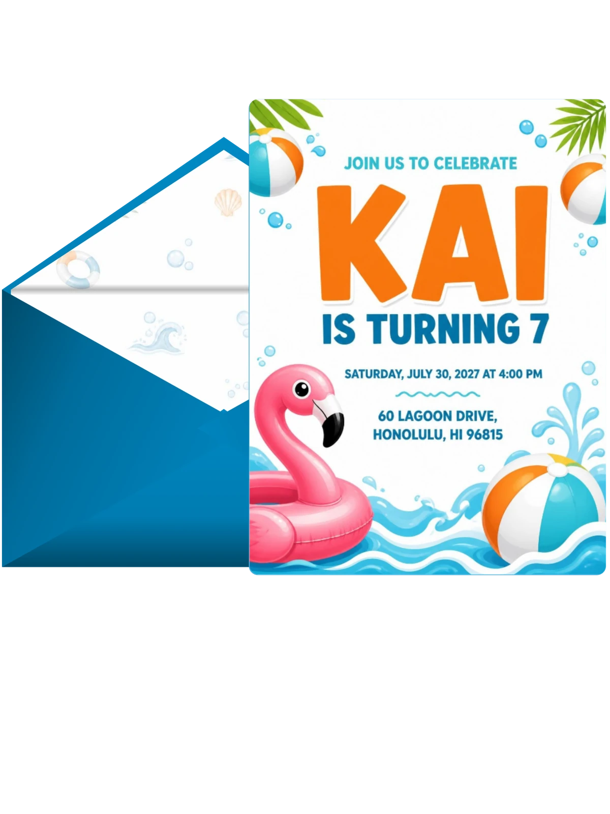 Tropical Flamingo Beach Ball 7th Birthday
