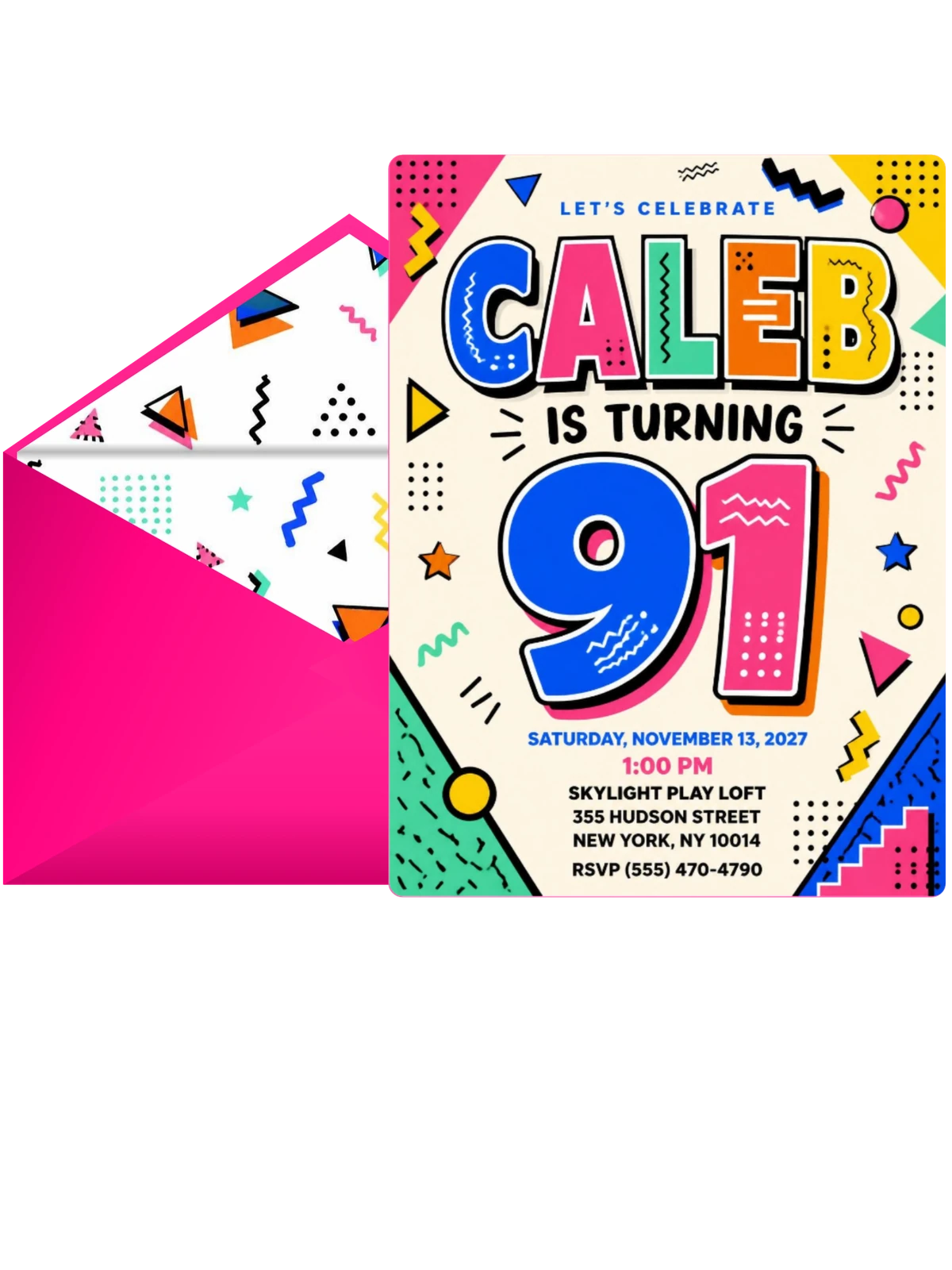 Memphis Pop 91st Birthday Invitation
