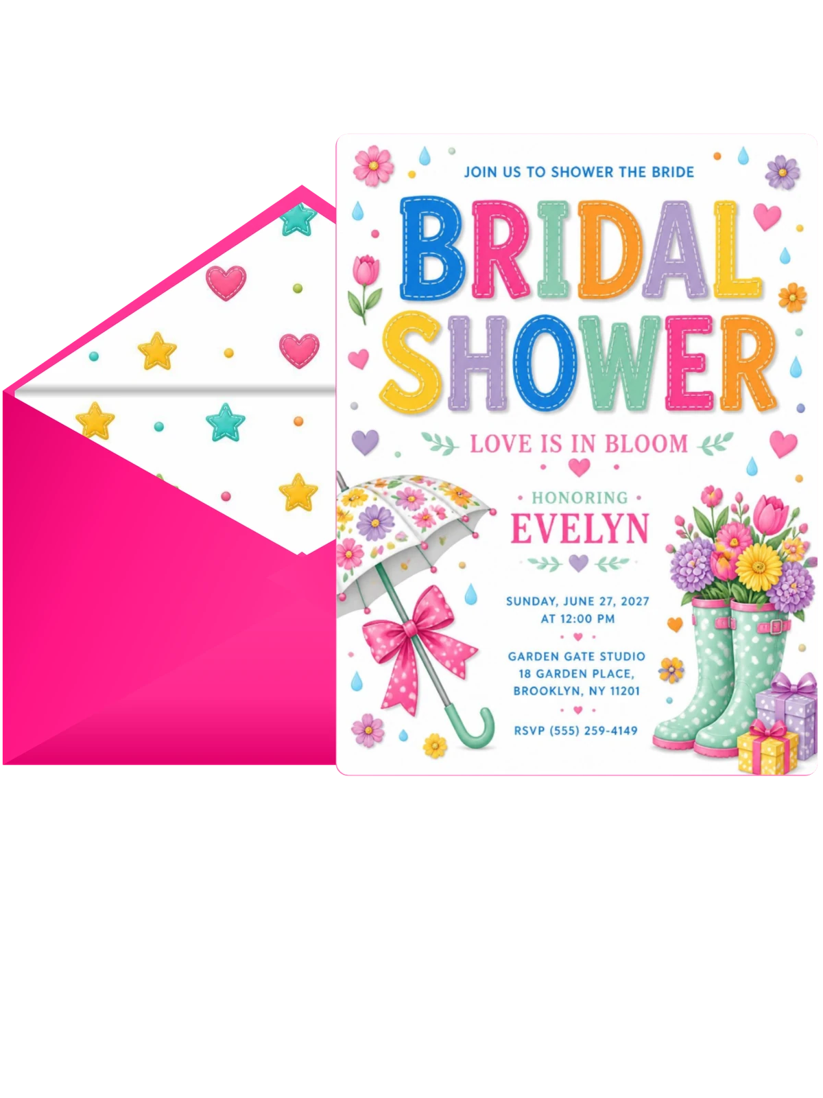 Patterned Floral Bridal Shower Invitation