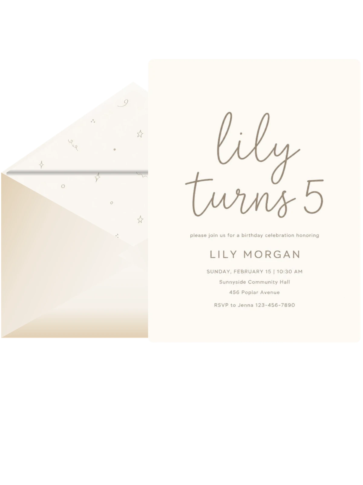 Minimalist Cream Birthday Invitation
