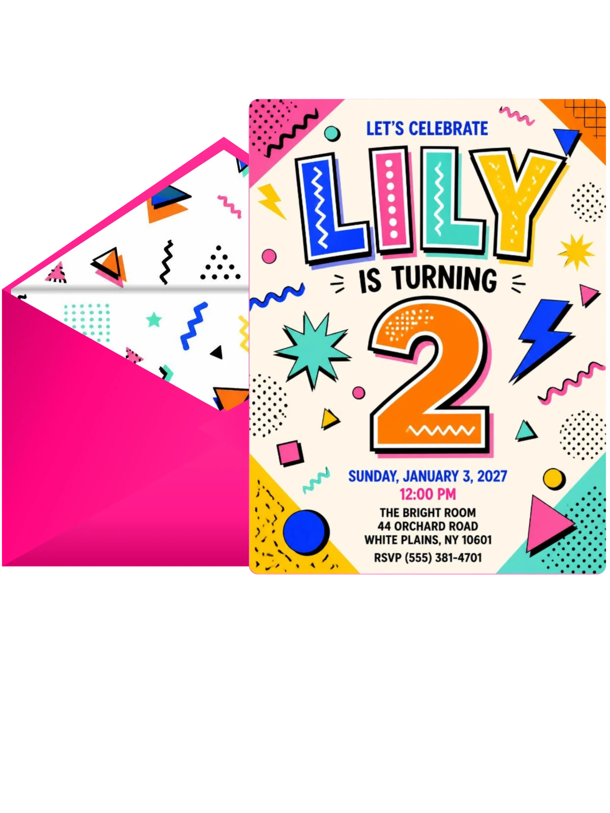 Memphis Pop 2nd Birthday Invitation