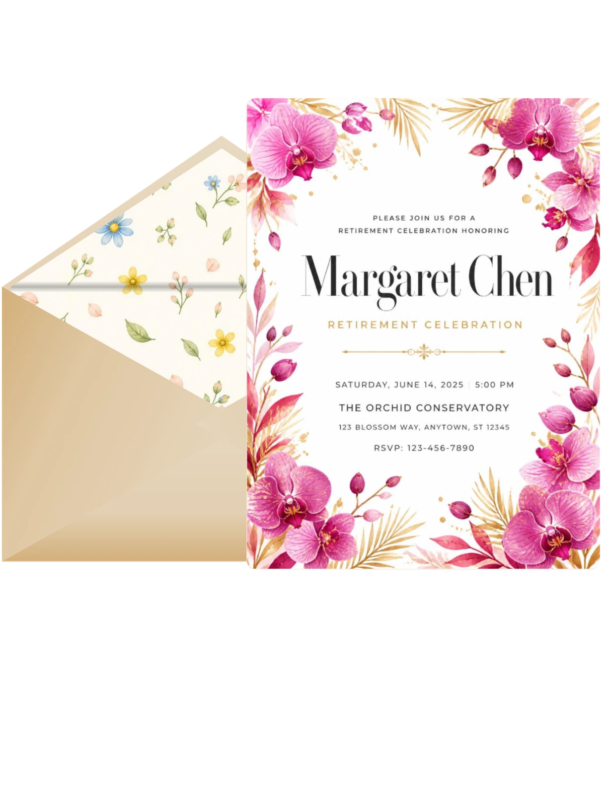 Flowers Buds Retirement Celebration Invitation