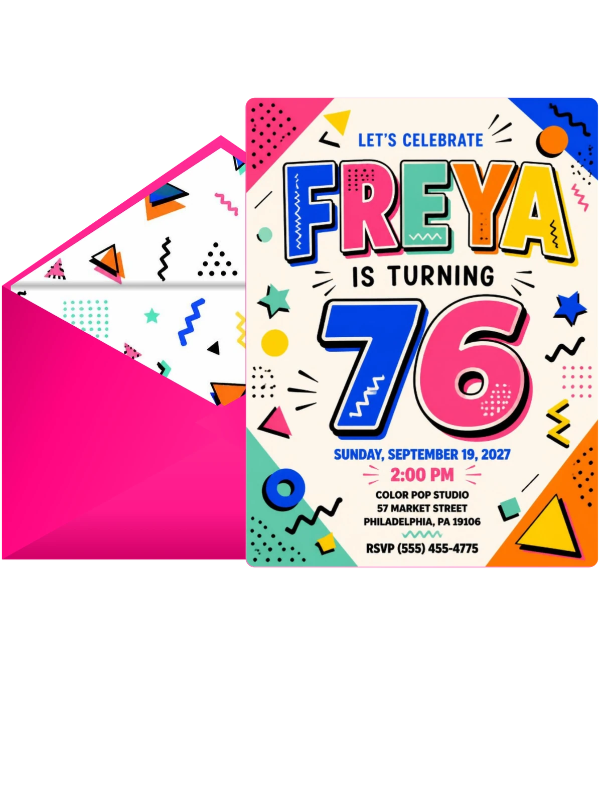 Memphis Pop 76th Birthday Invitation