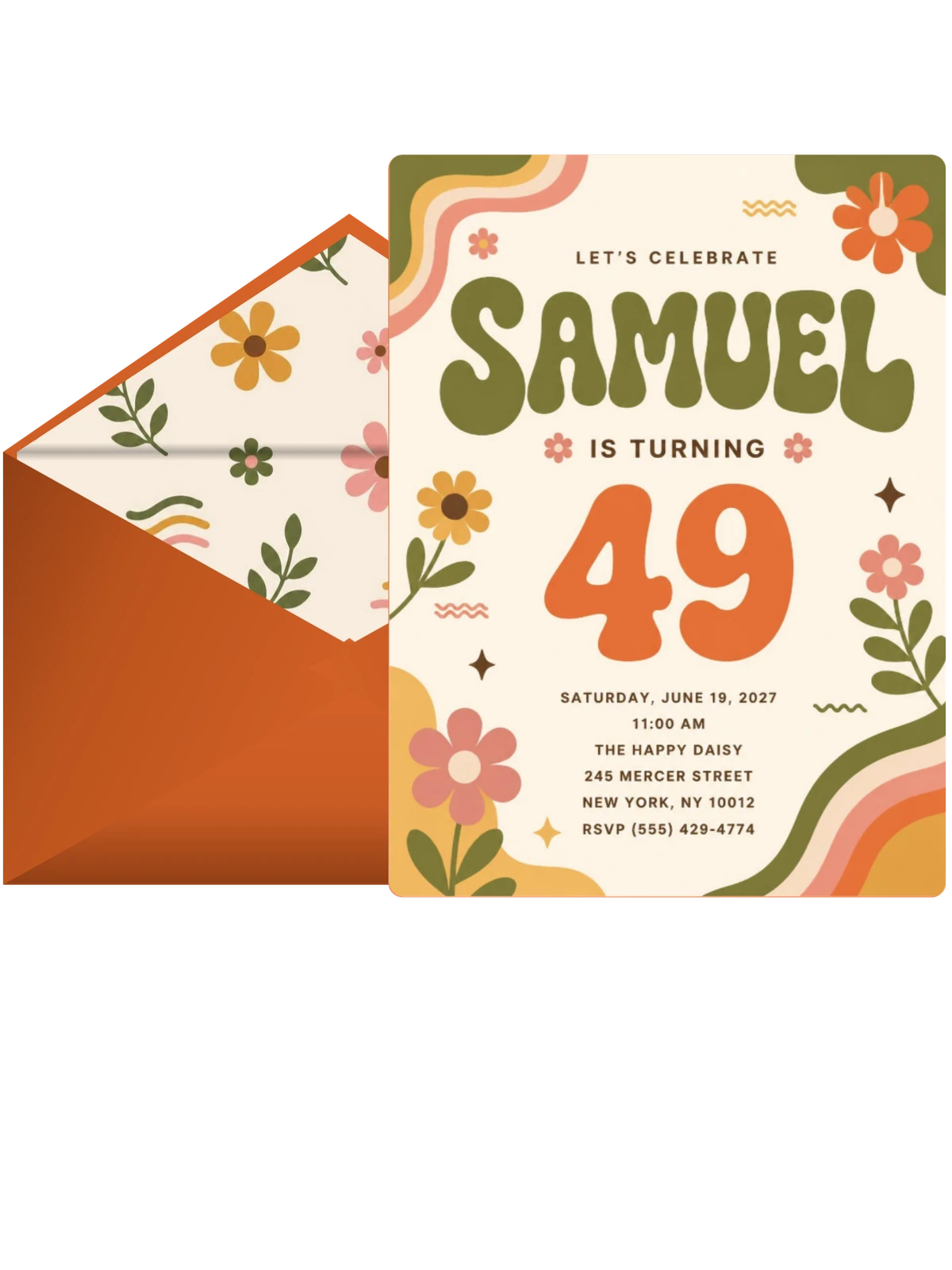 Groovy Retro 49th Birthday Invitation