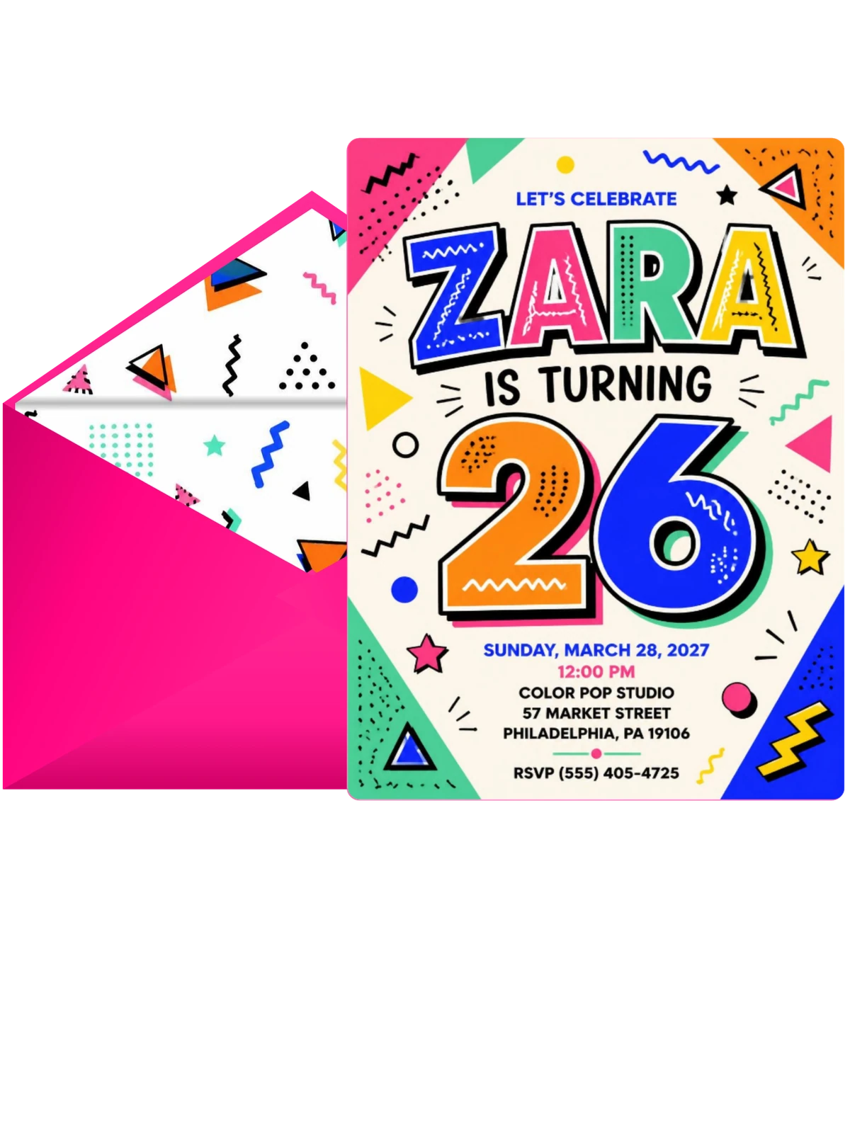 Memphis Pop 26th Birthday Invitation