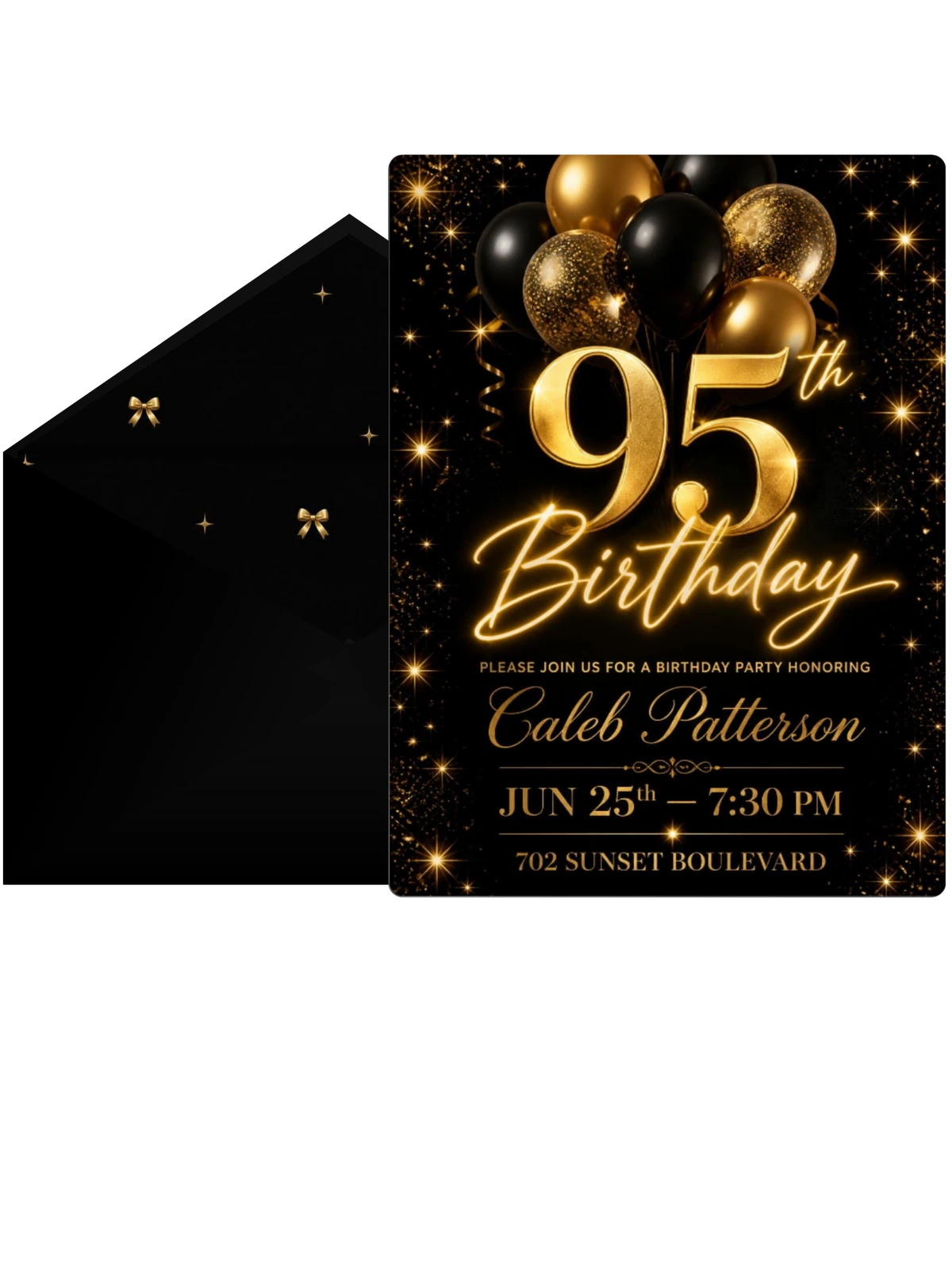 Black and Gold Balloon 95th Birthday
