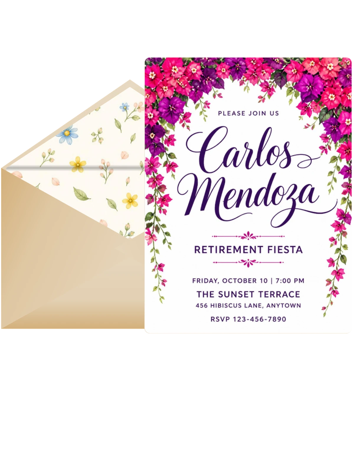 Bougainvillea Retirement Fiesta Invitation
