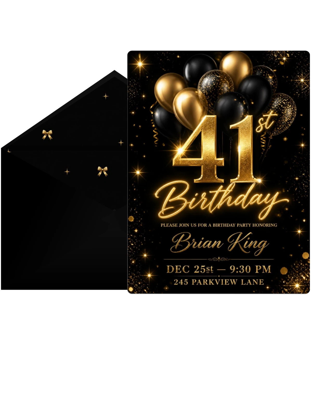 Black and Gold Balloon 41st Birthday
