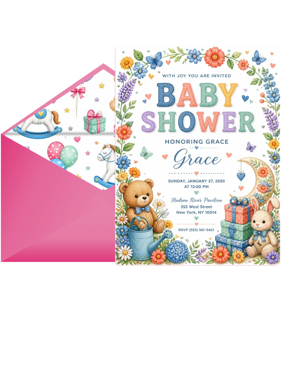 Wildflower Butterfly Baby Shower Invitation