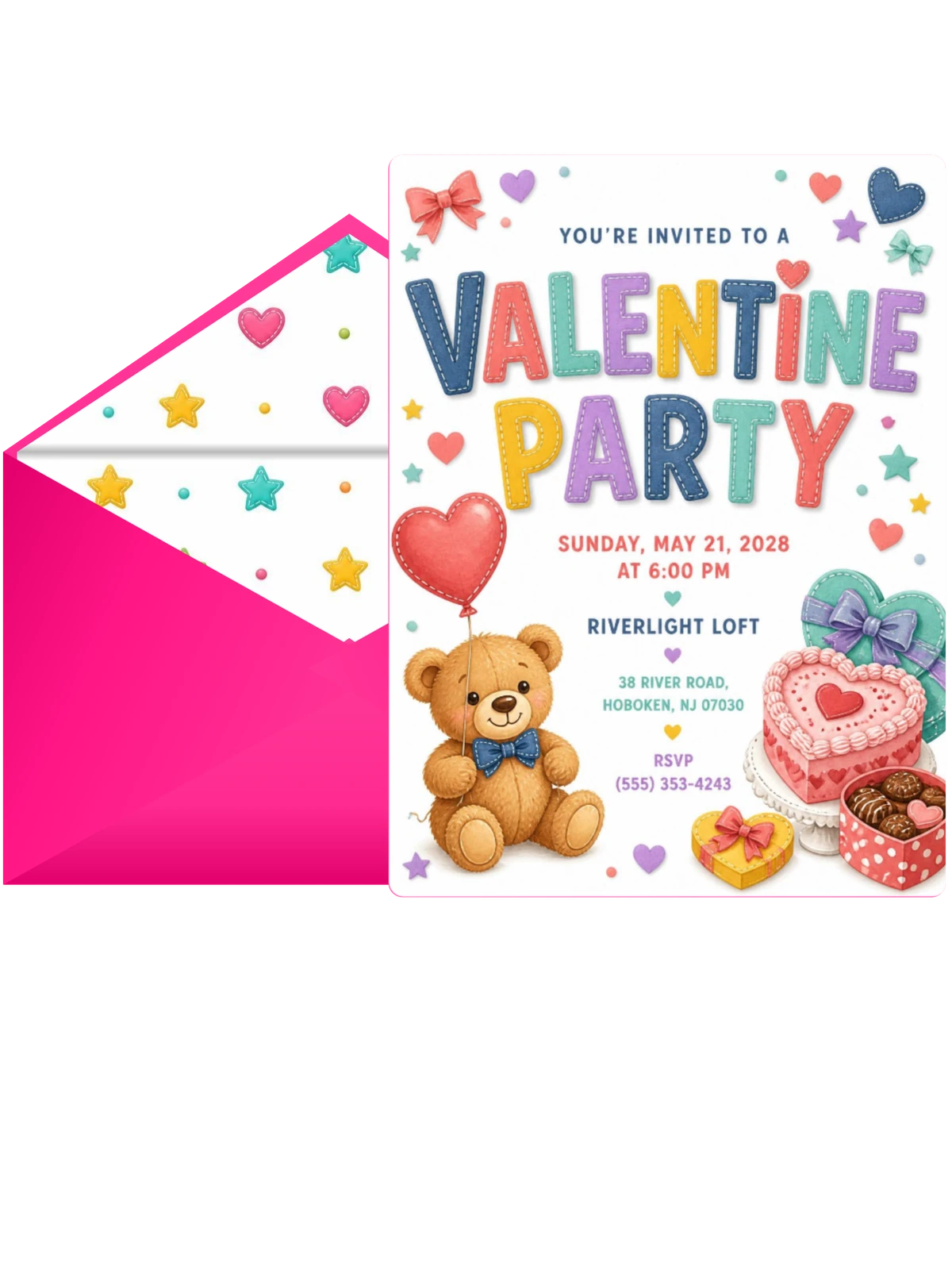 Teddy Bear Valentine Party Invitation