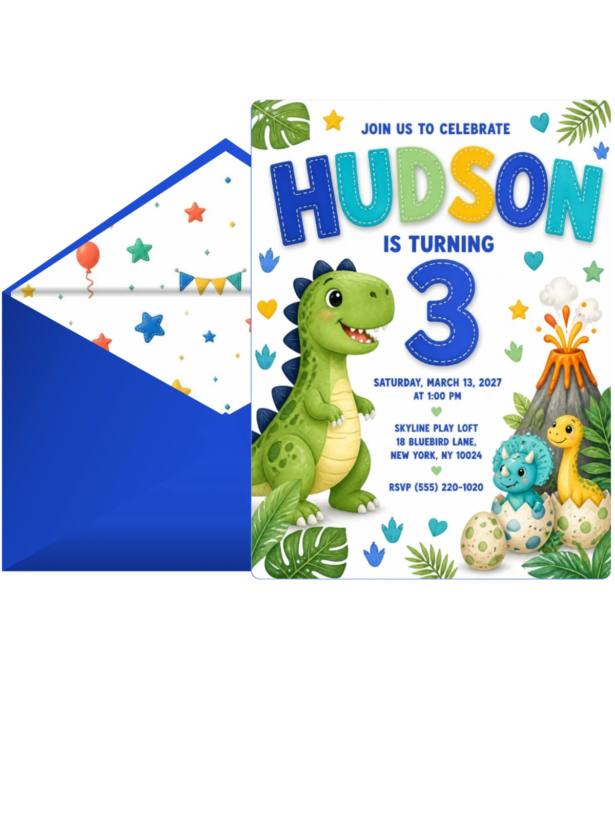 Erupting Volcano 3rd Birthday Invitation