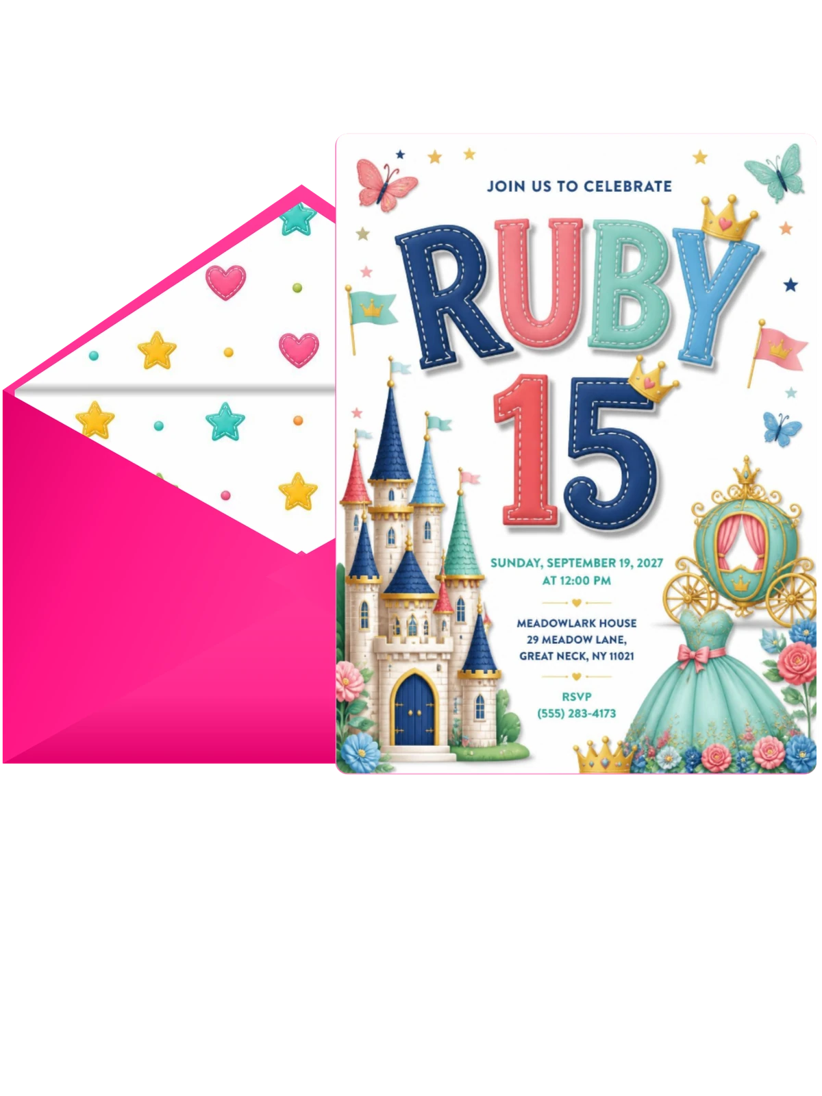 Fairytale Castle 15th Birthday Party Invitation
