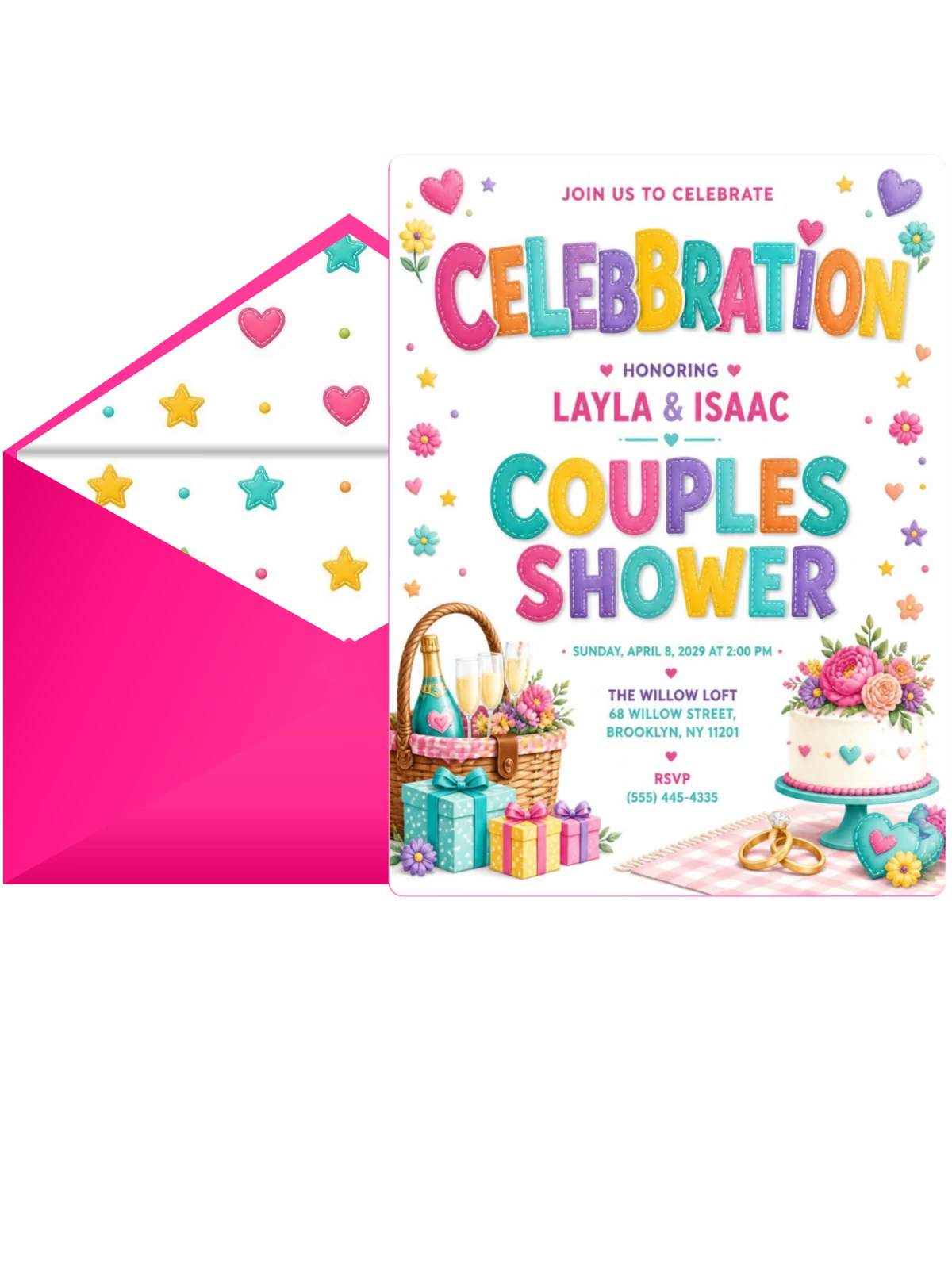 Picnic Basket Couples Shower Invitation