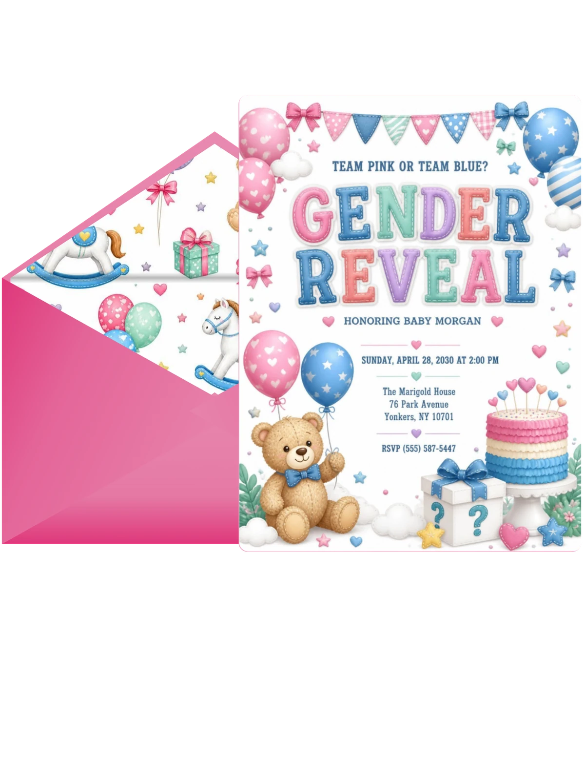 Tiered Cake Gender Reveal Invitation