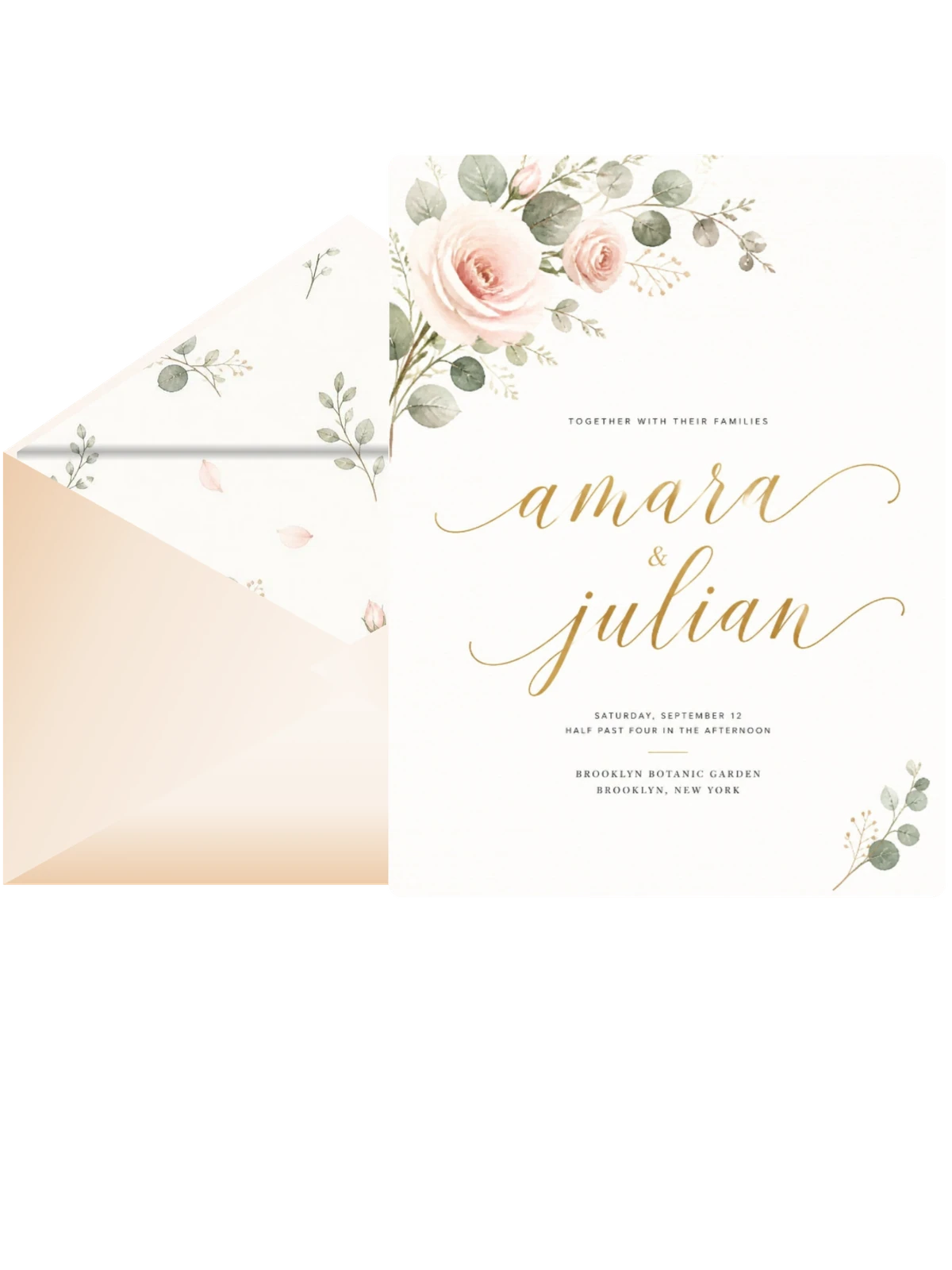 Blush Rose Eucalyptus Wedding Invitation