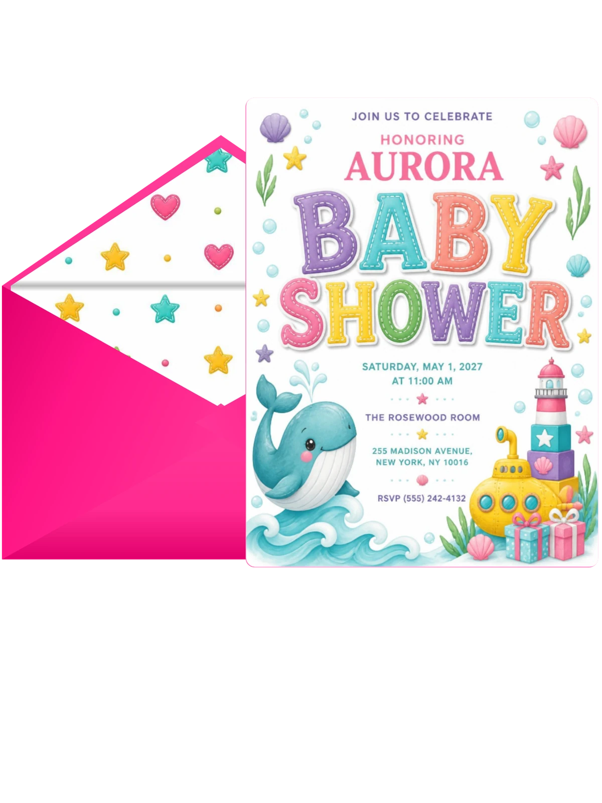 Yellow Submarine Baby Shower Invitation